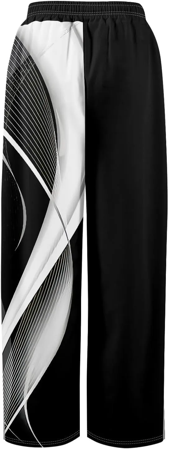 ADHOWBEW Boho Wide Leg Pants for Women Palazzo Wide Leg Harem Flowy Dressy Yoga Beach Bohemian Loose Trousers