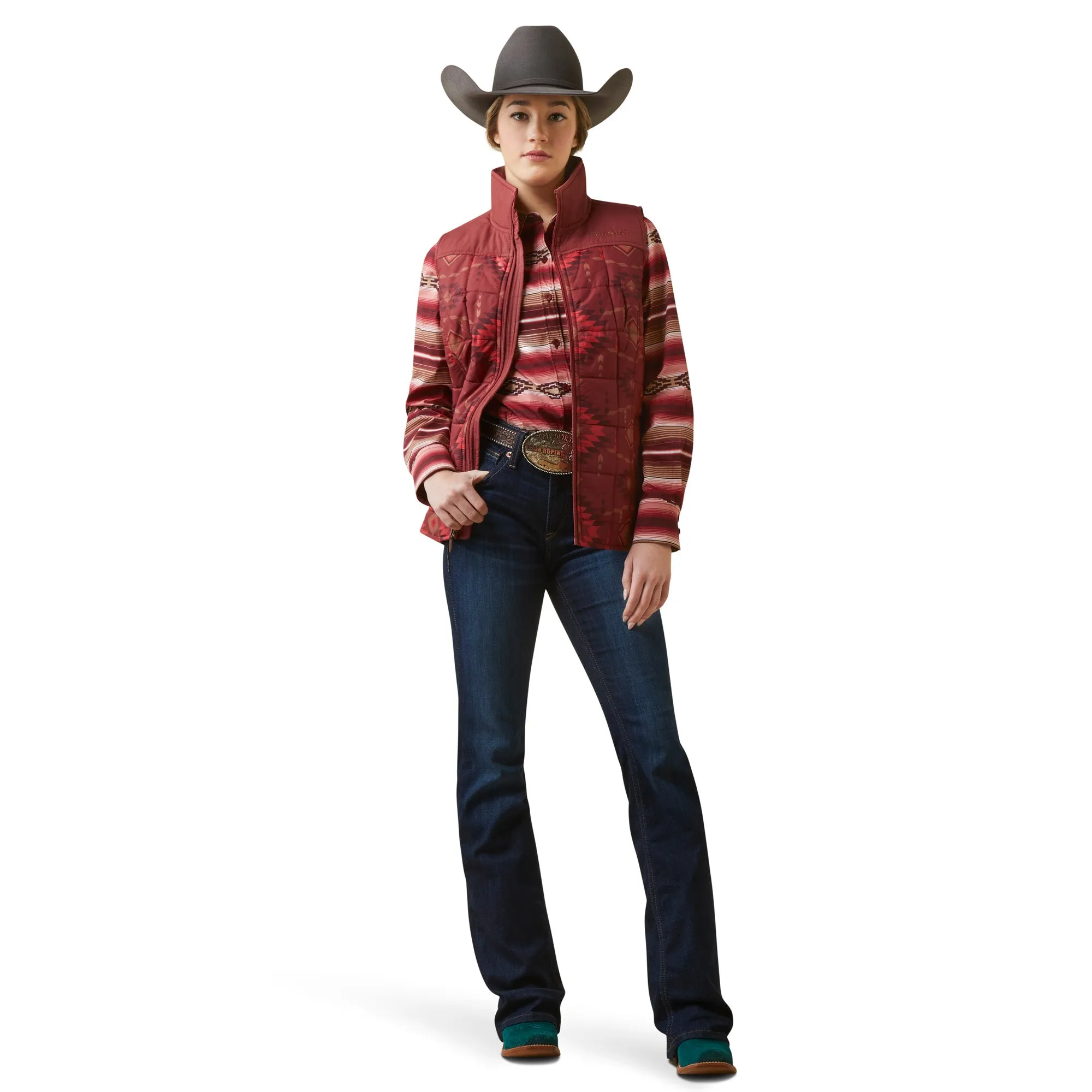 Ariat Ladies R.E.A.L. Crius Concealed Carry Burnt Rose Print Insulated Vest 10046683