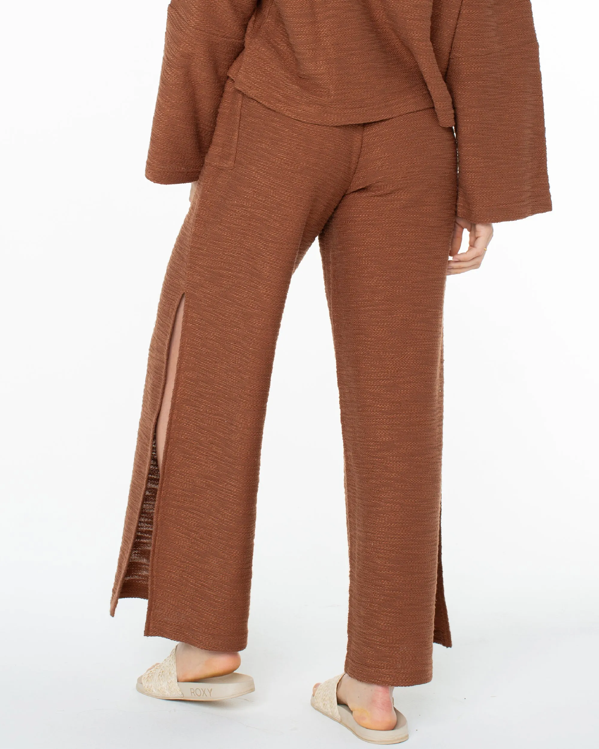 Beach Breeze Side-Slit Wide Leg Pants - Carob Brown