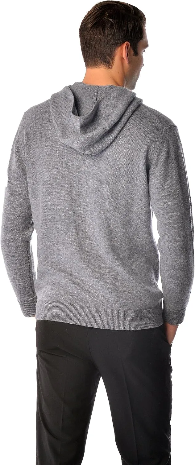 Cashmere Boutique 100% Pure Cashmere Hoodie Sweaters for Men  Full Zip, Long Sleeve, and Both Side Front Pockets