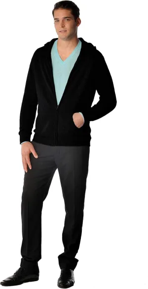 Cashmere Boutique 100% Pure Cashmere Hoodie Sweaters for Men  Full Zip, Long Sleeve, and Both Side Front Pockets