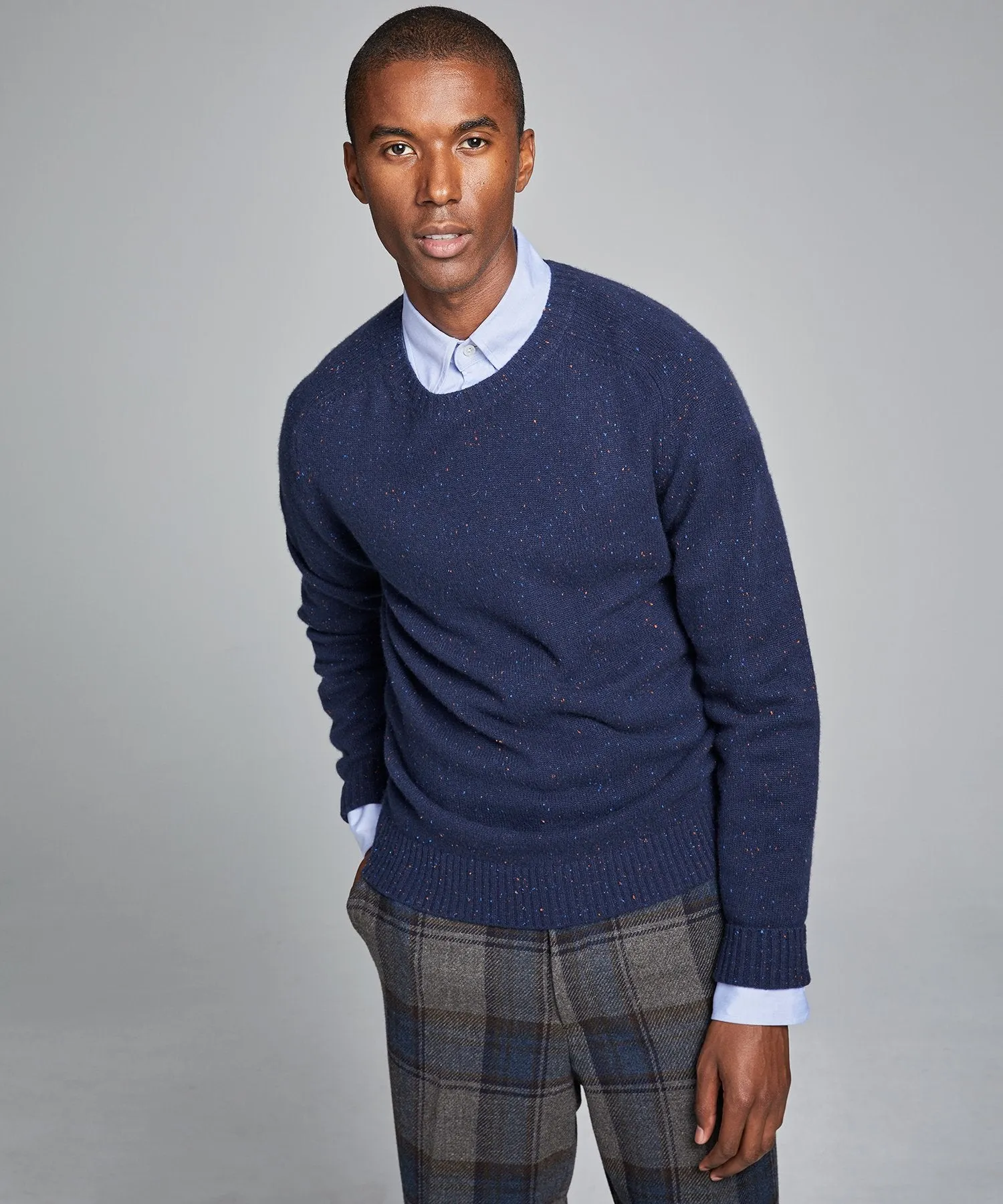 Cashmere Donegal Crew in Navy