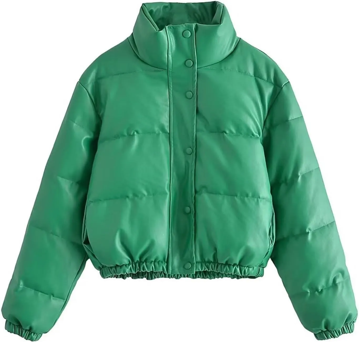 Cropped Puffer Jackets For Women Lightweight Long Sleeve Bubble Jacket Cute Button Softshell Padded Puffer Down Coats