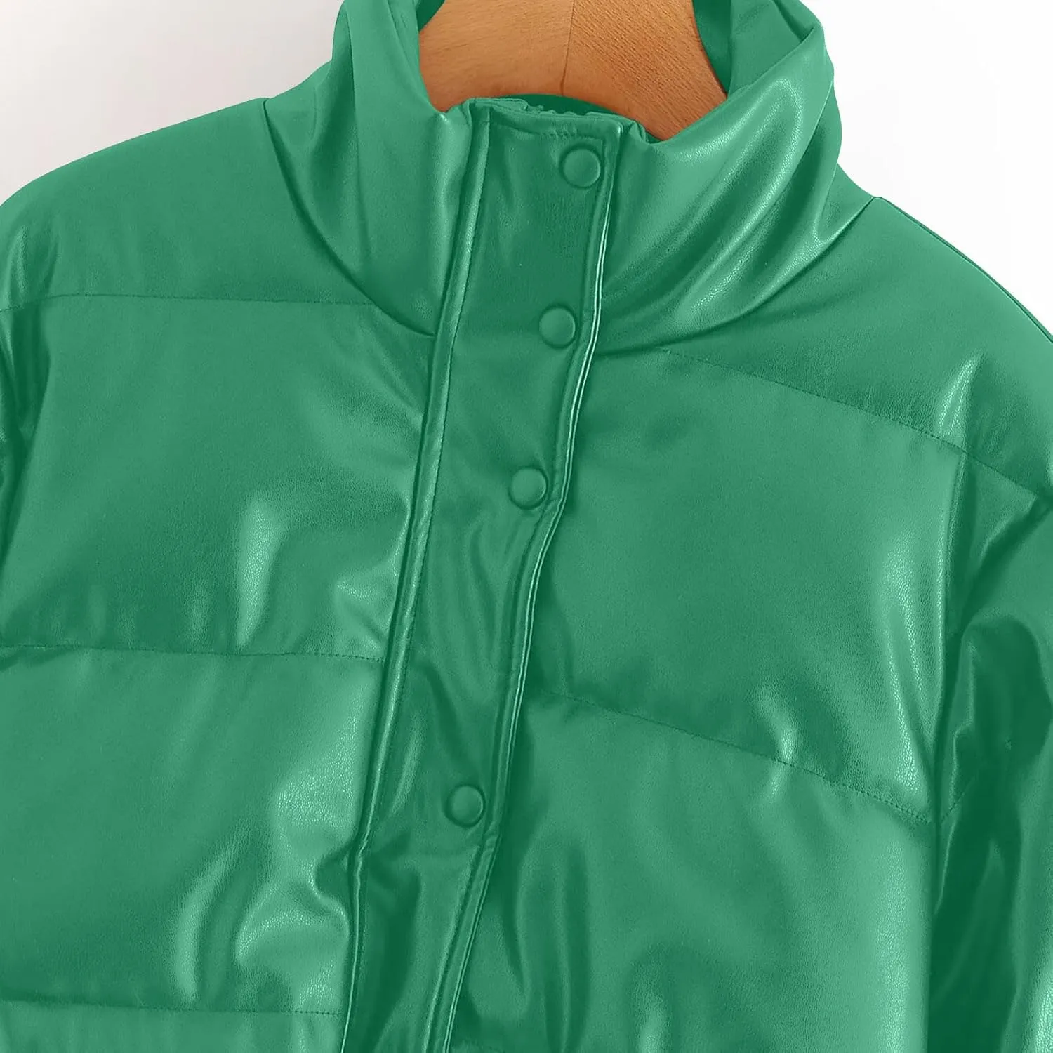 Cropped Puffer Jackets For Women Lightweight Long Sleeve Bubble Jacket Cute Button Softshell Padded Puffer Down Coats