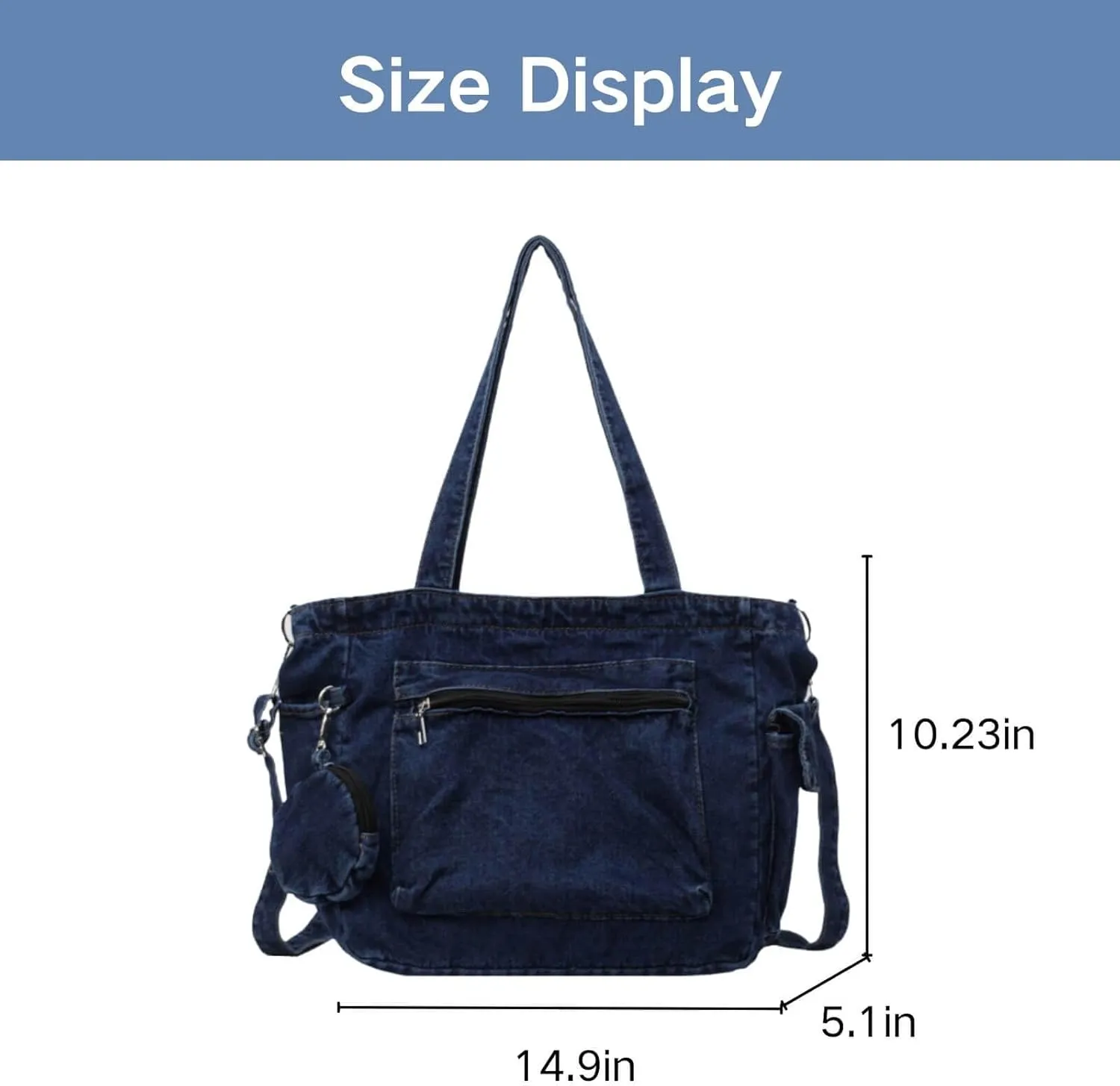 Denim Shoulder Bag,Casual Retro Denim Messenger Bag,Blue Jean Purse Large Crossbody Hobo Tote Bag For Women Men 2024
