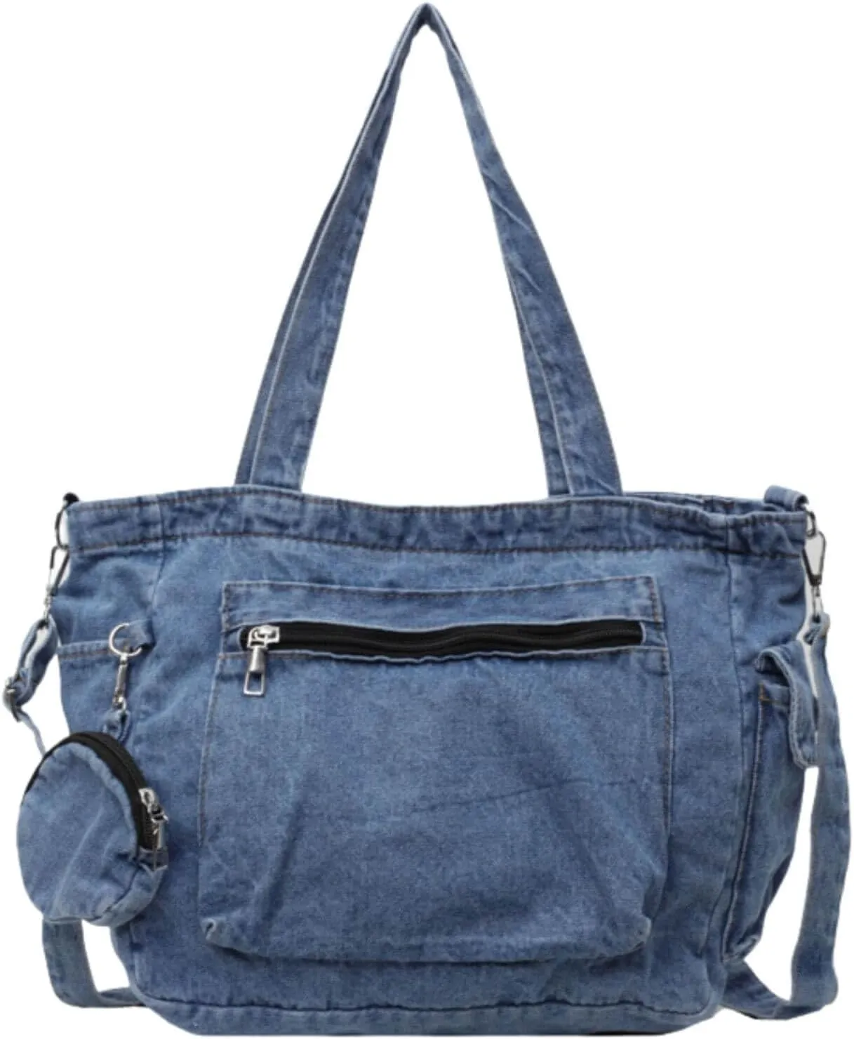 Denim Shoulder Bag,Casual Retro Denim Messenger Bag,Blue Jean Purse Large Crossbody Hobo Tote Bag For Women Men 2024