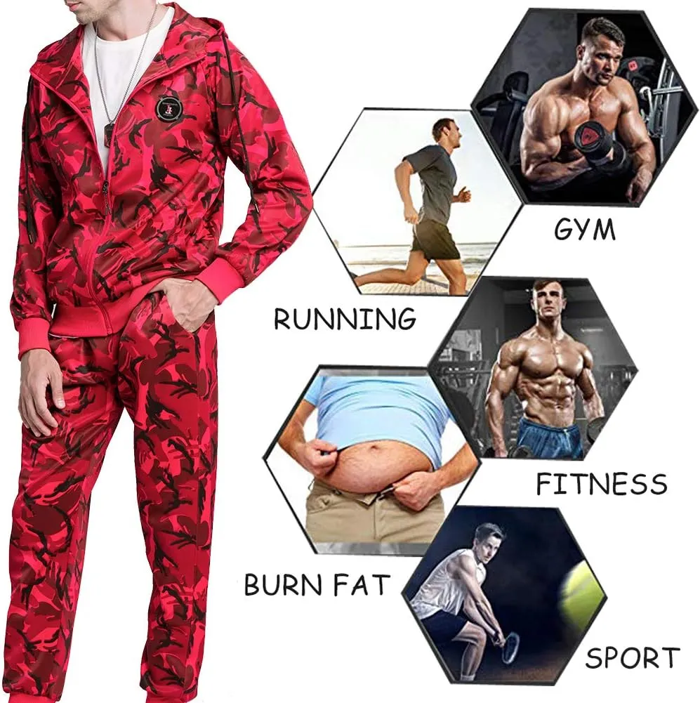DUOFIER Men's Hooded Athletic Tracksuit Casual Full Zip Jogging SweatSuits