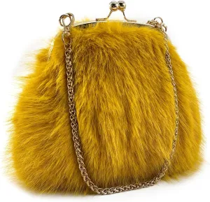 Faux Fur Evening Handbags Fuzzy Satchel Style Purse Fashion Clutch Handbag Shoulder Vintage Bags for Women