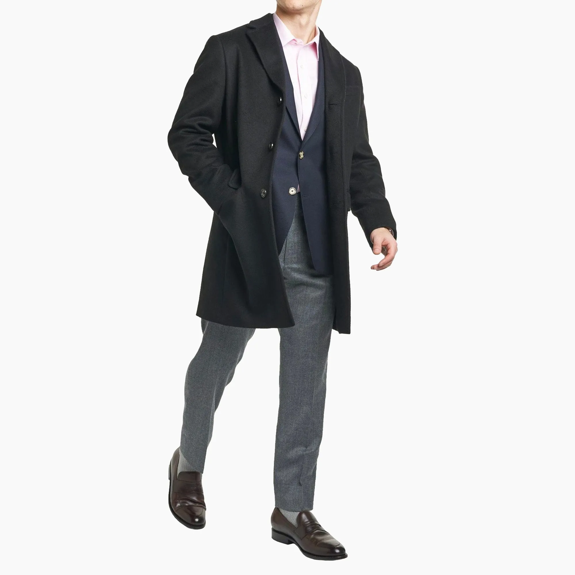 Fulton Wool Cashmere Topcoat - Black
