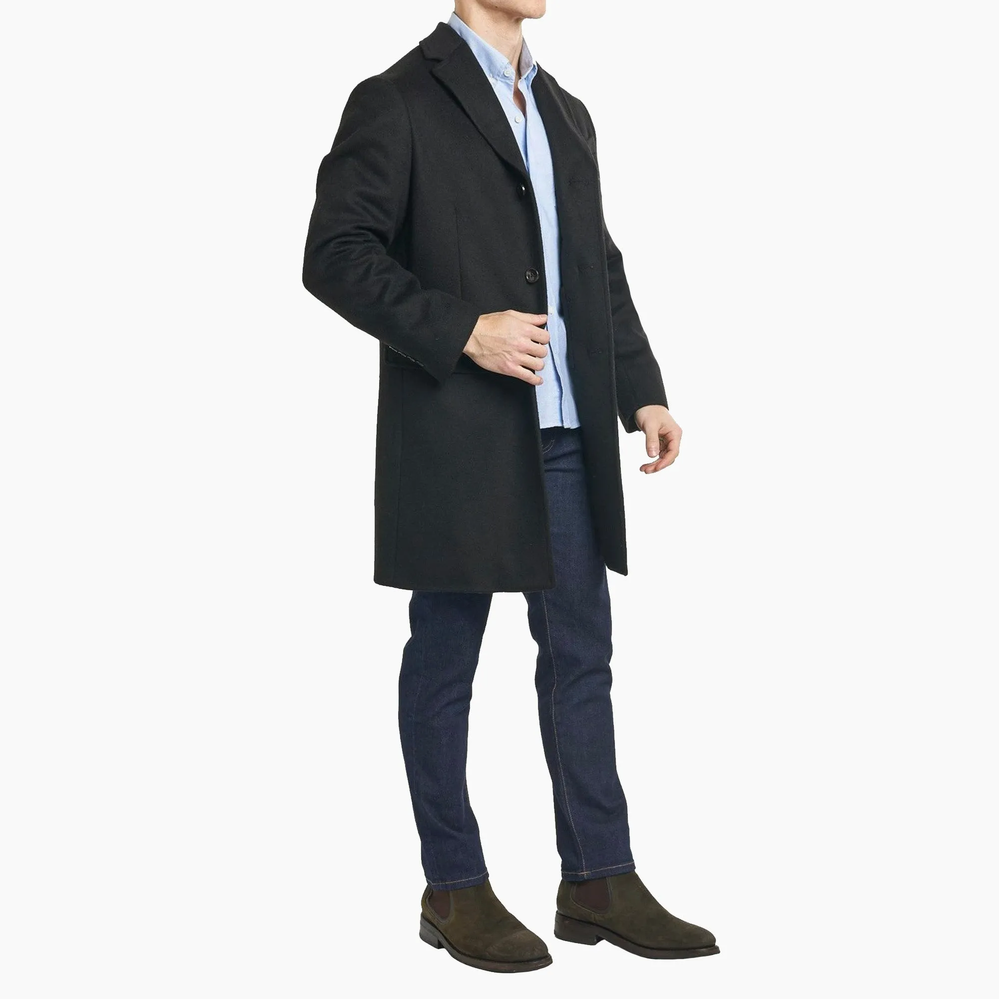 Fulton Wool Cashmere Topcoat - Black