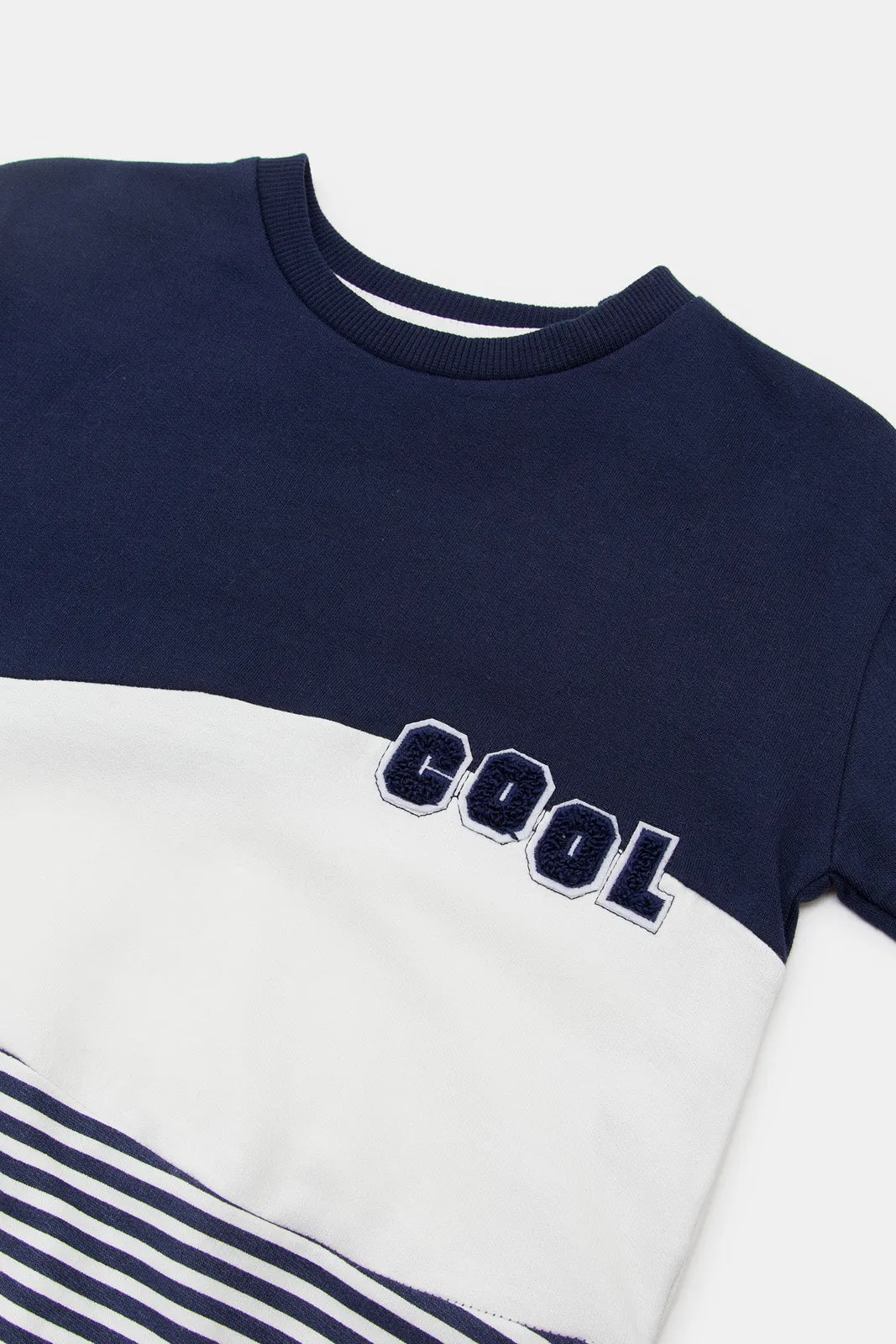 Infant Boys Navy And White Jogging Suit (2 Piece)