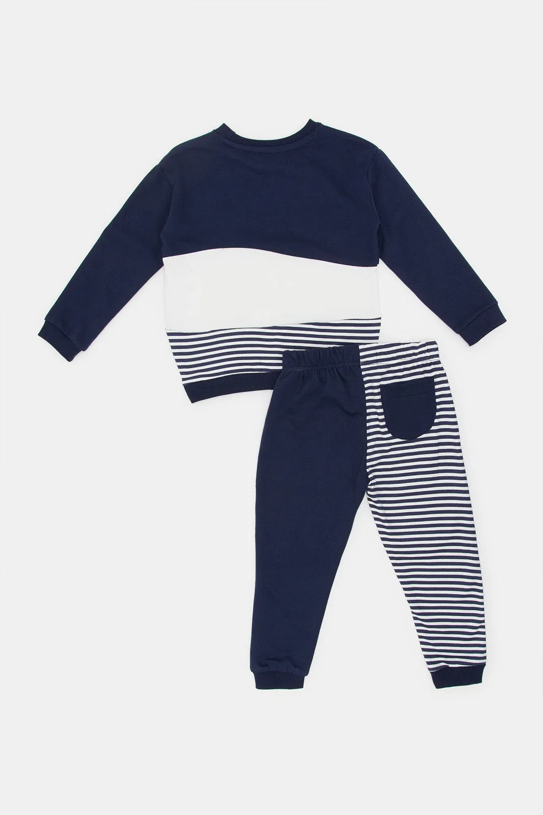 Infant Boys Navy And White Jogging Suit (2 Piece)