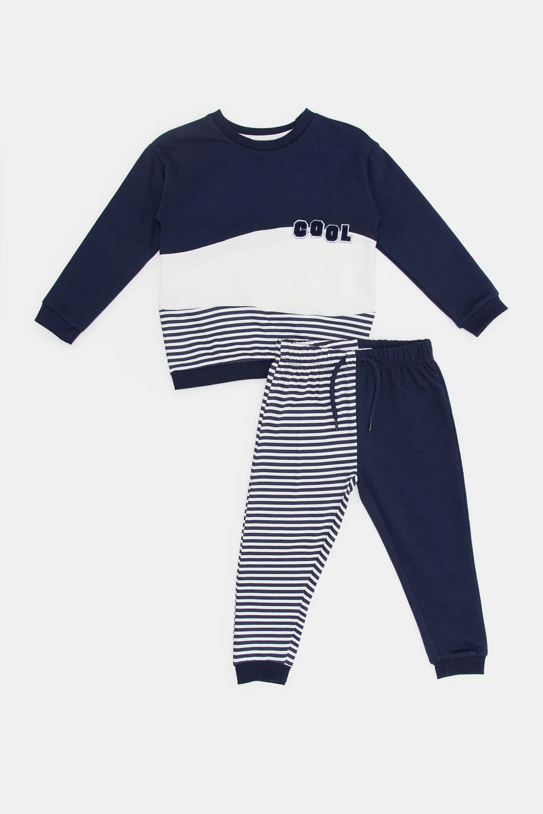 Infant Boys Navy And White Jogging Suit (2 Piece)
