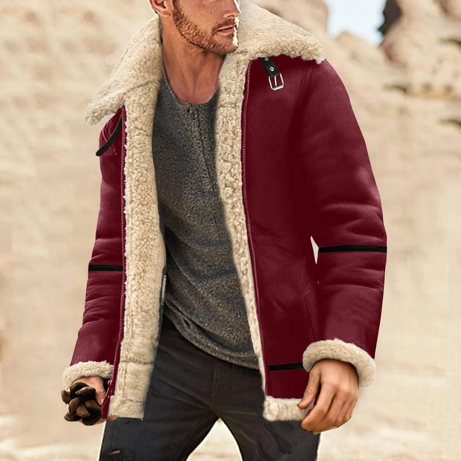 LCMTWX Winter Jackets for Men Jacket Stand Collar Knitted Splice Sweater Coat Casual Cardigan Stylish Winter Coats for