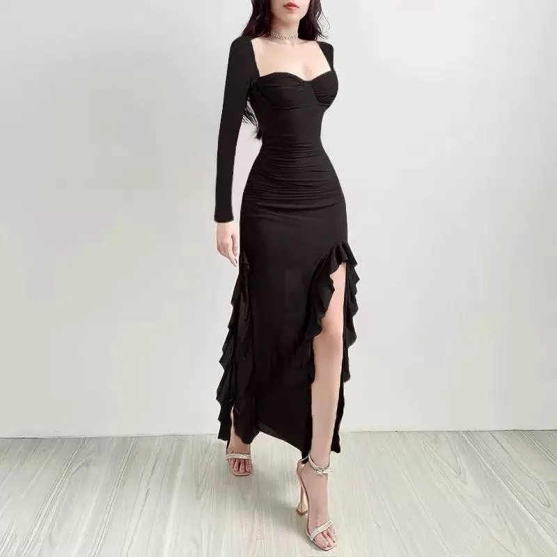 Lolita Ruffled Bodycon Maxi Dress