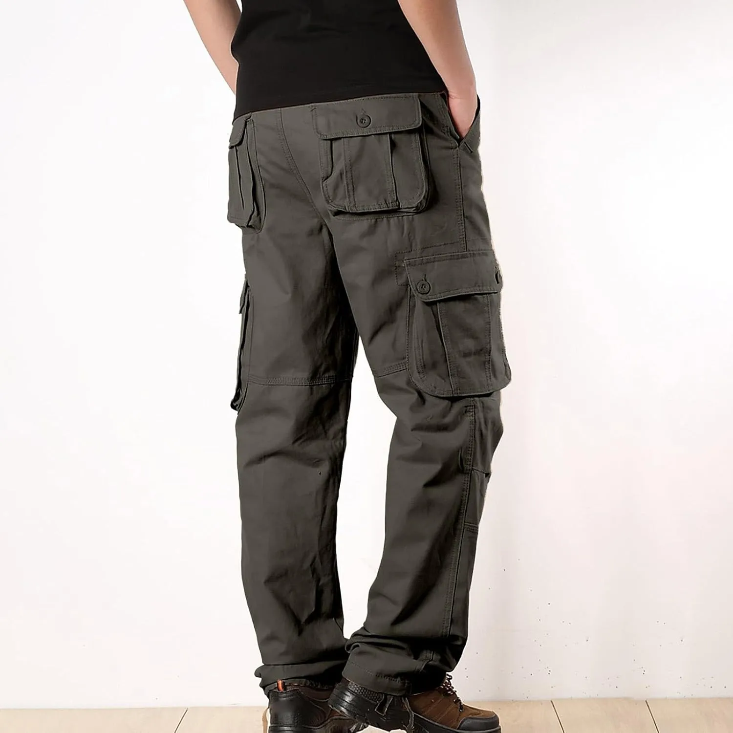 Mens Pants Cargo Drawstring Chino Cargo Pants Lightweight Hiking Pants Outdoor Twill Track Jogging Sweatpants Pants
