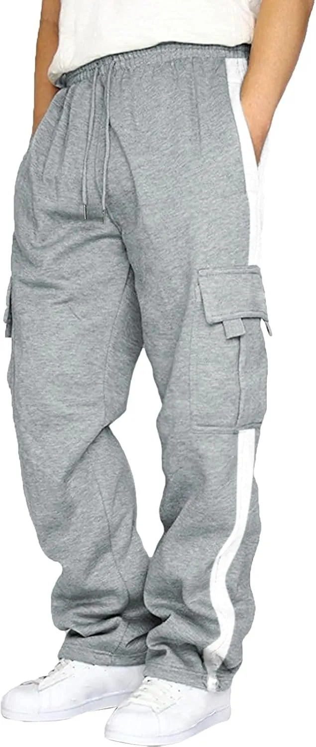 Mens Pants Joggers with Pockets, Casual Sweatpants, Drawstring Chino Pants Track Jogging Outdoor Cargo Pants