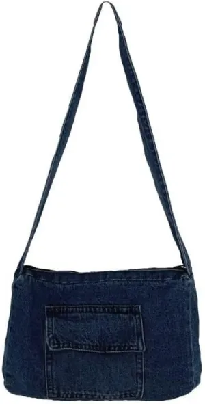 Multifunctional Satchel Ladies, Denim Shoulder Bag, Tramp Bag, Tote Bag, Denim Wallet Suitable for Girly Ladies