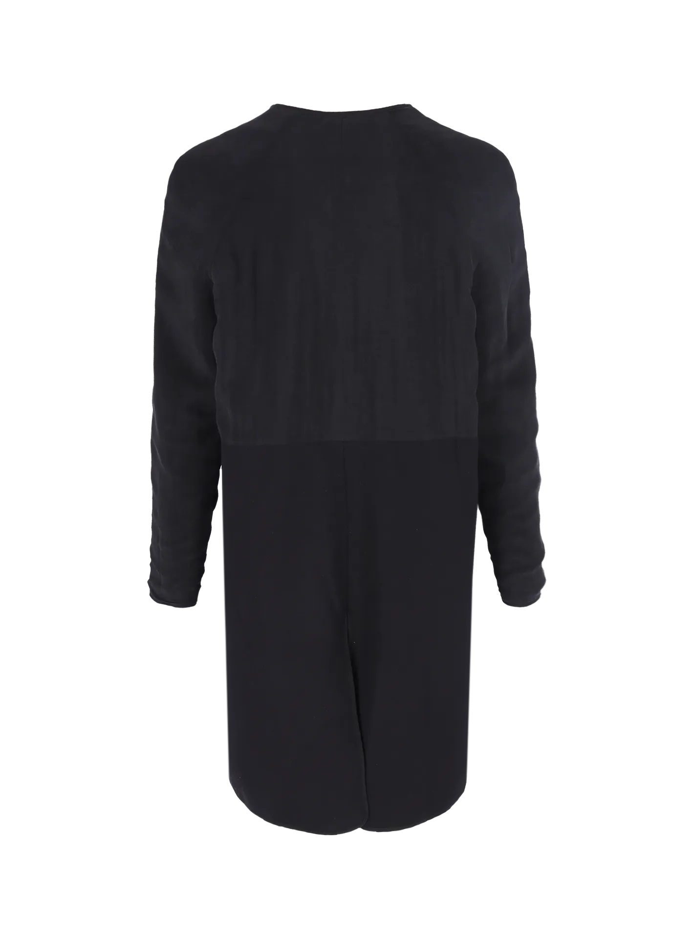 panelled collarless silk and wool-blend coat