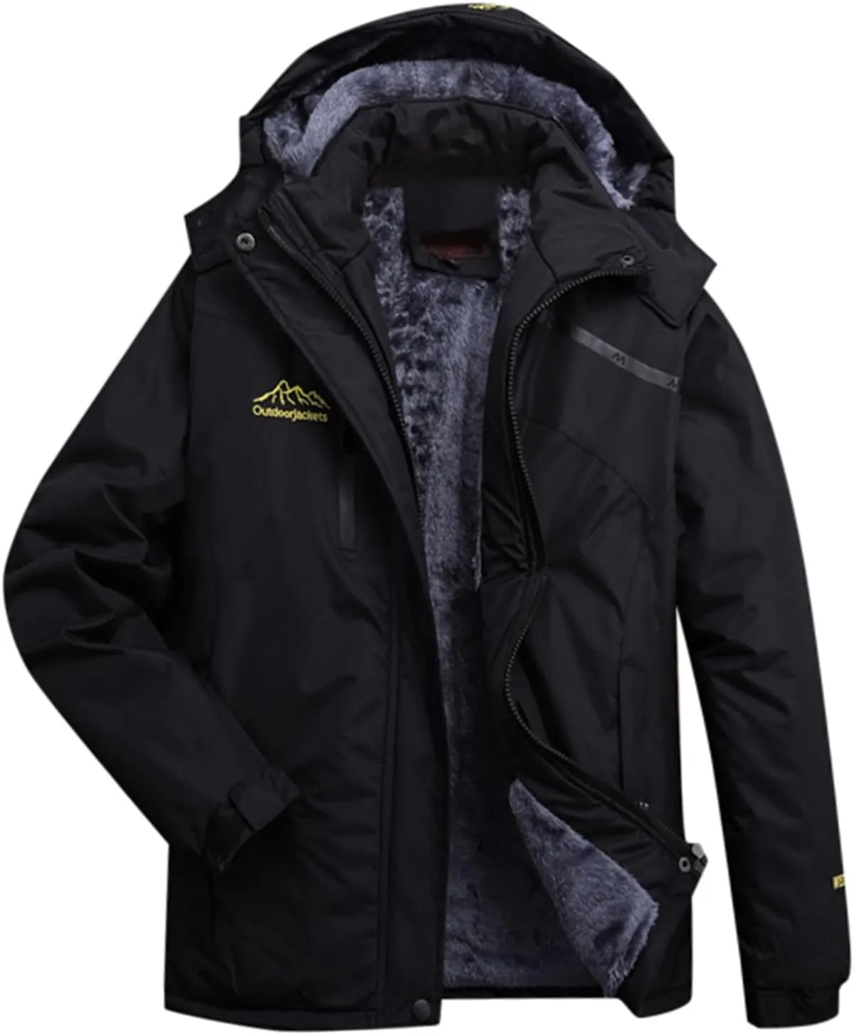 PeQAQ Womens Fleece Waterproof Rain Jacket 2023 Winter Warm Hooded Windbreaker Jackets Active Outdoor Raincoat Trench Coat