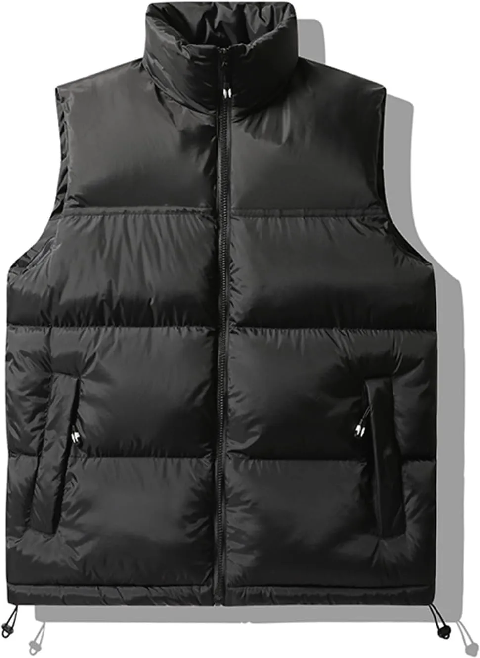 Puffer Vest for Men Lightweight Winter Outdoor Vests Warm Stand Collar Color Block Zip Sleeveless Jacket Outerwear