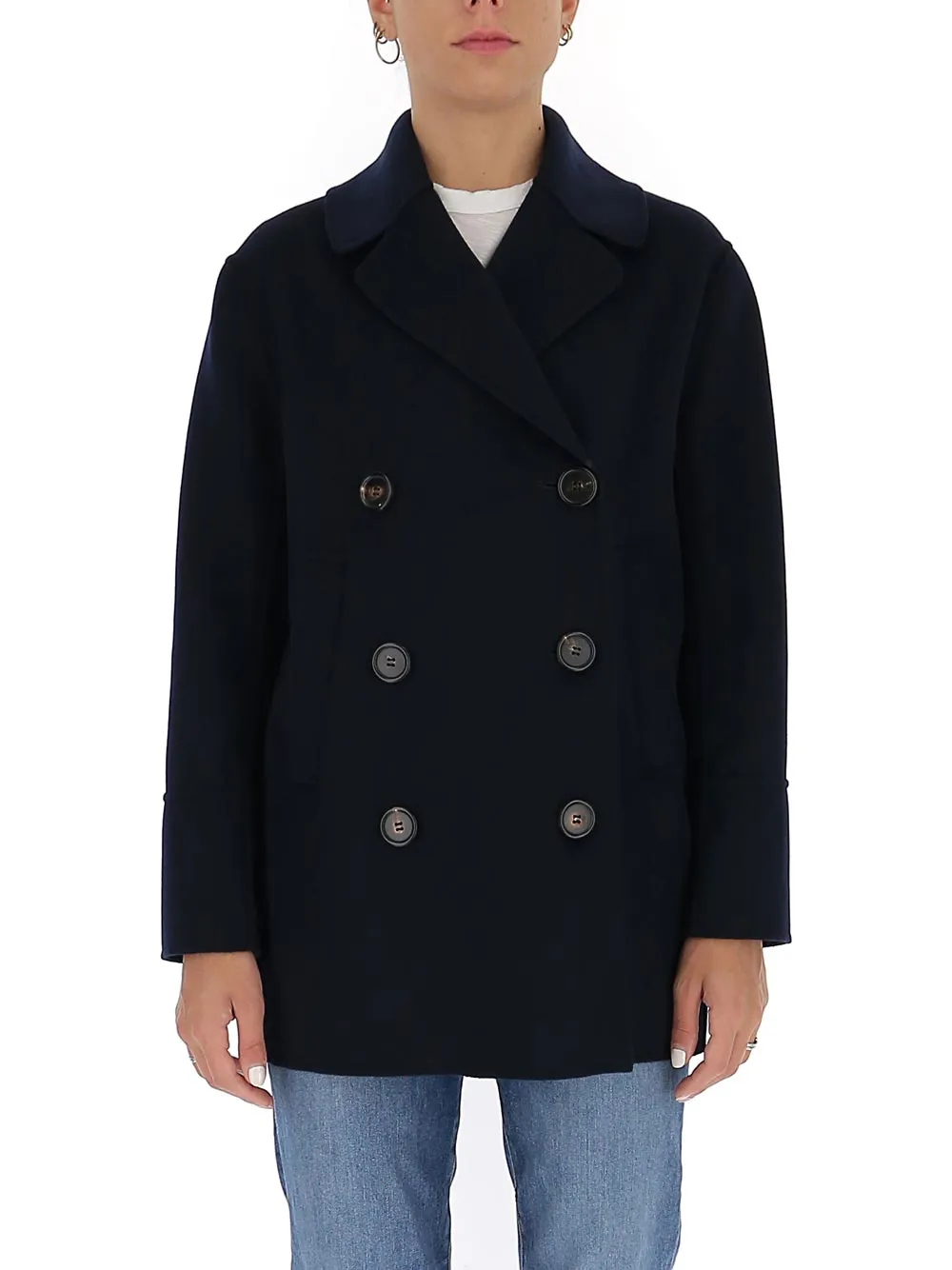 'S Max Mara Spread-Collar Peacoat