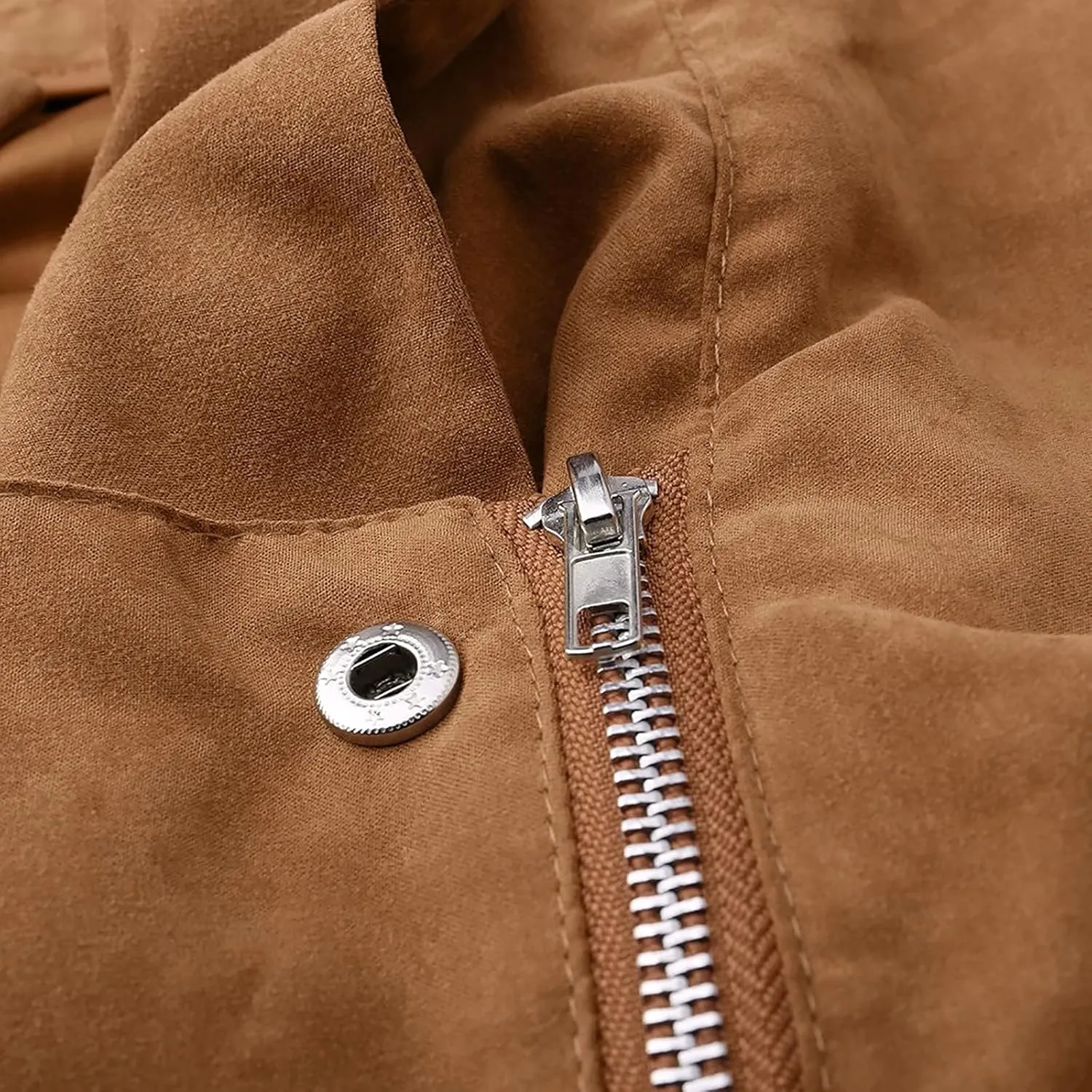 SACFOF Womens Leather Jacket Faux Suede Biker Jackets Fall Zip Up Pu Motorcycle Slim Fit Long Sleeve Coats with Pockets