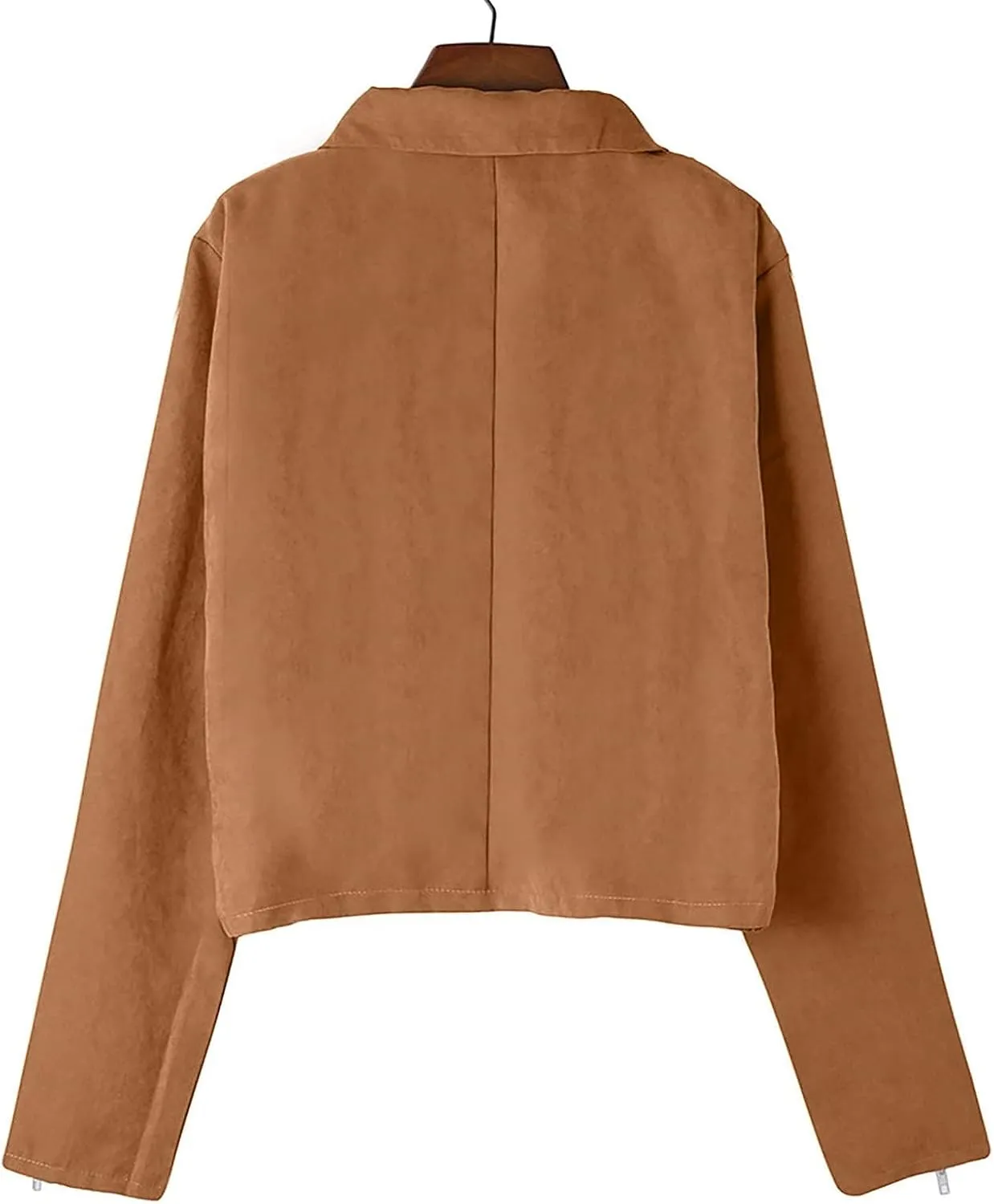 SACFOF Womens Leather Jacket Faux Suede Biker Jackets Fall Zip Up Pu Motorcycle Slim Fit Long Sleeve Coats with Pockets