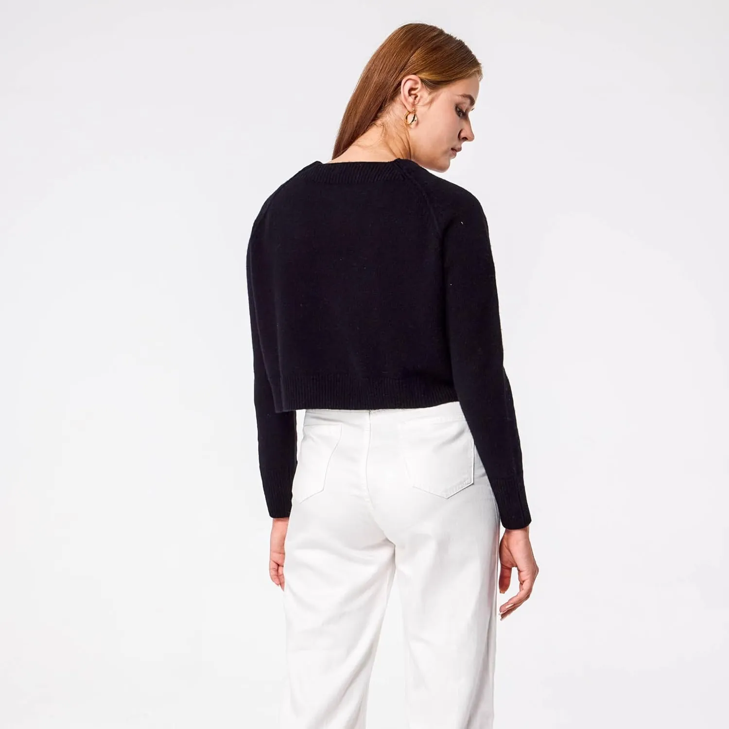 Simple&Opulence Women's Cashmere Cardigan Sweater, Cashmere Long Sleeve V Neck Open Front Cardigan with Pocket