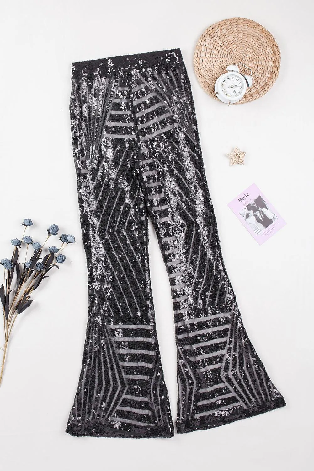 Sparkly Sequin Wide Leg Pants