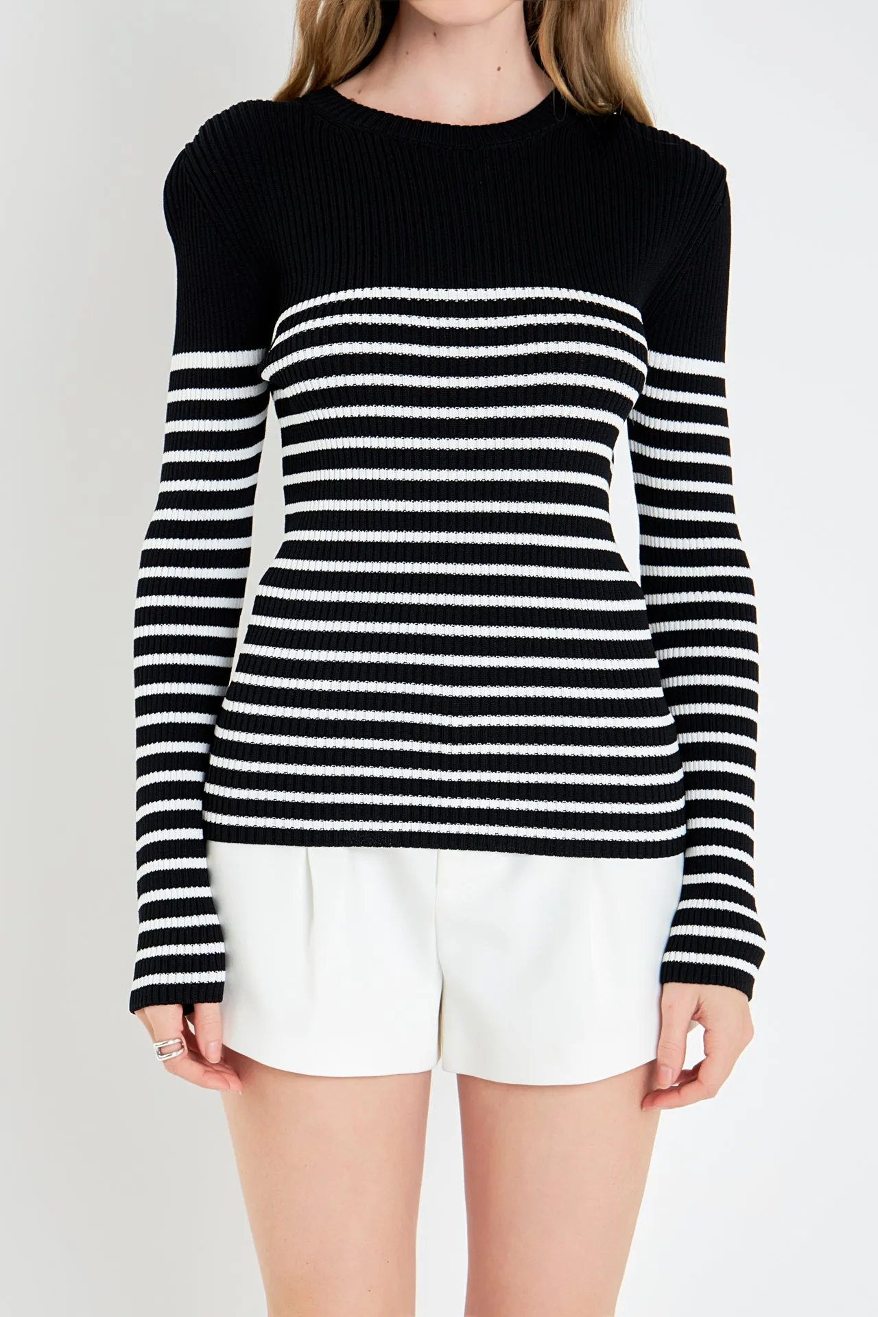 Stripe Long Sleeve Knit Top