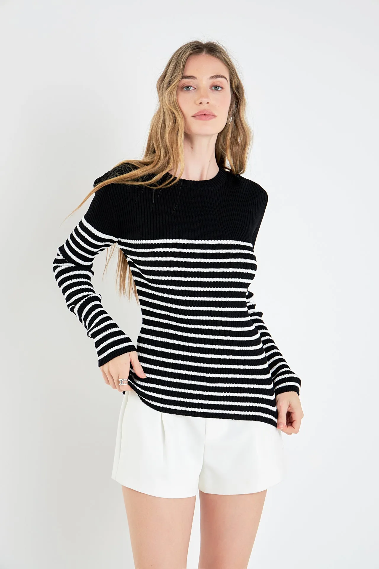Stripe Long Sleeve Knit Top