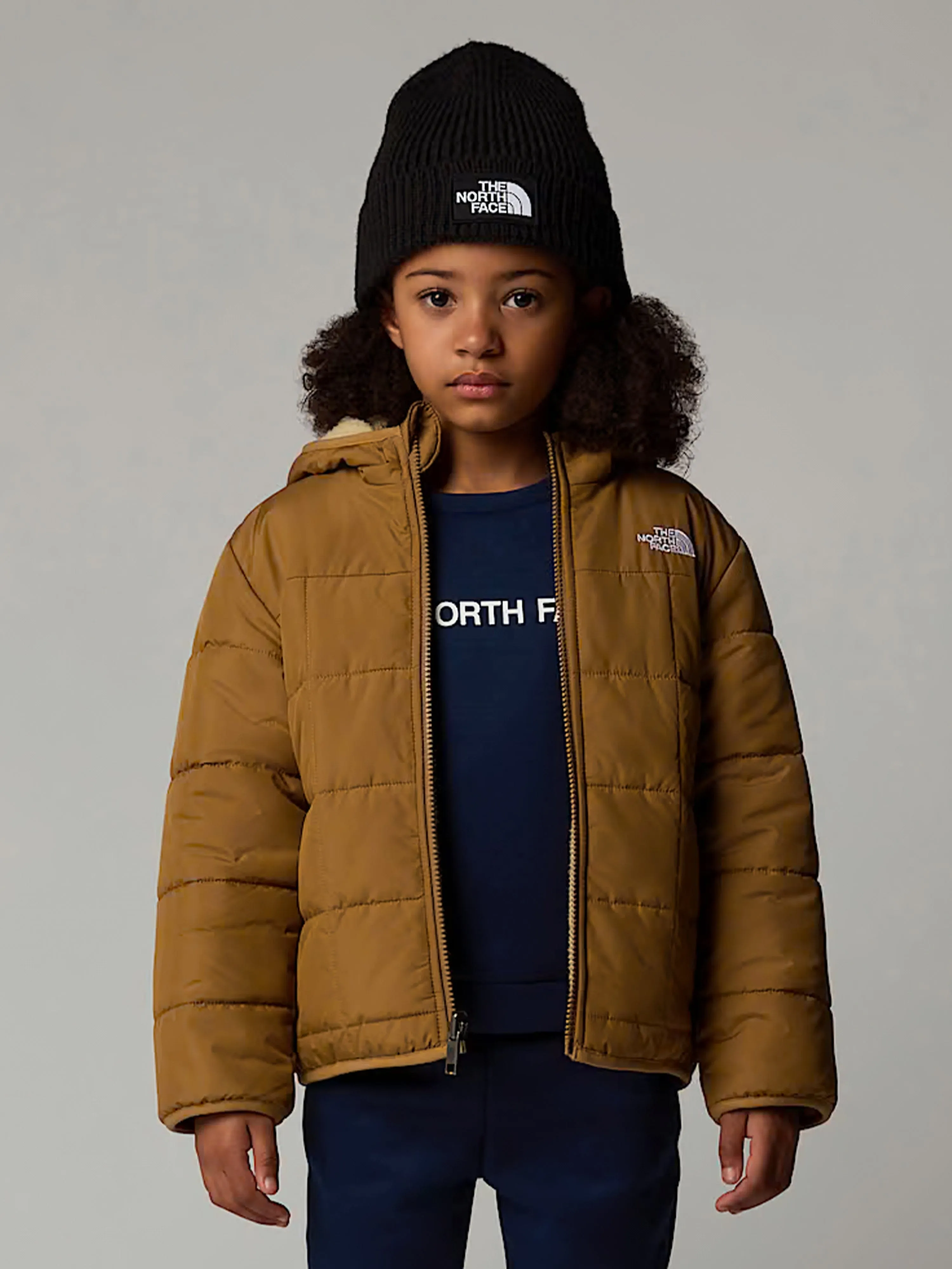 The North Face Kids Reversible Shasta Hooded Jacket in Brown