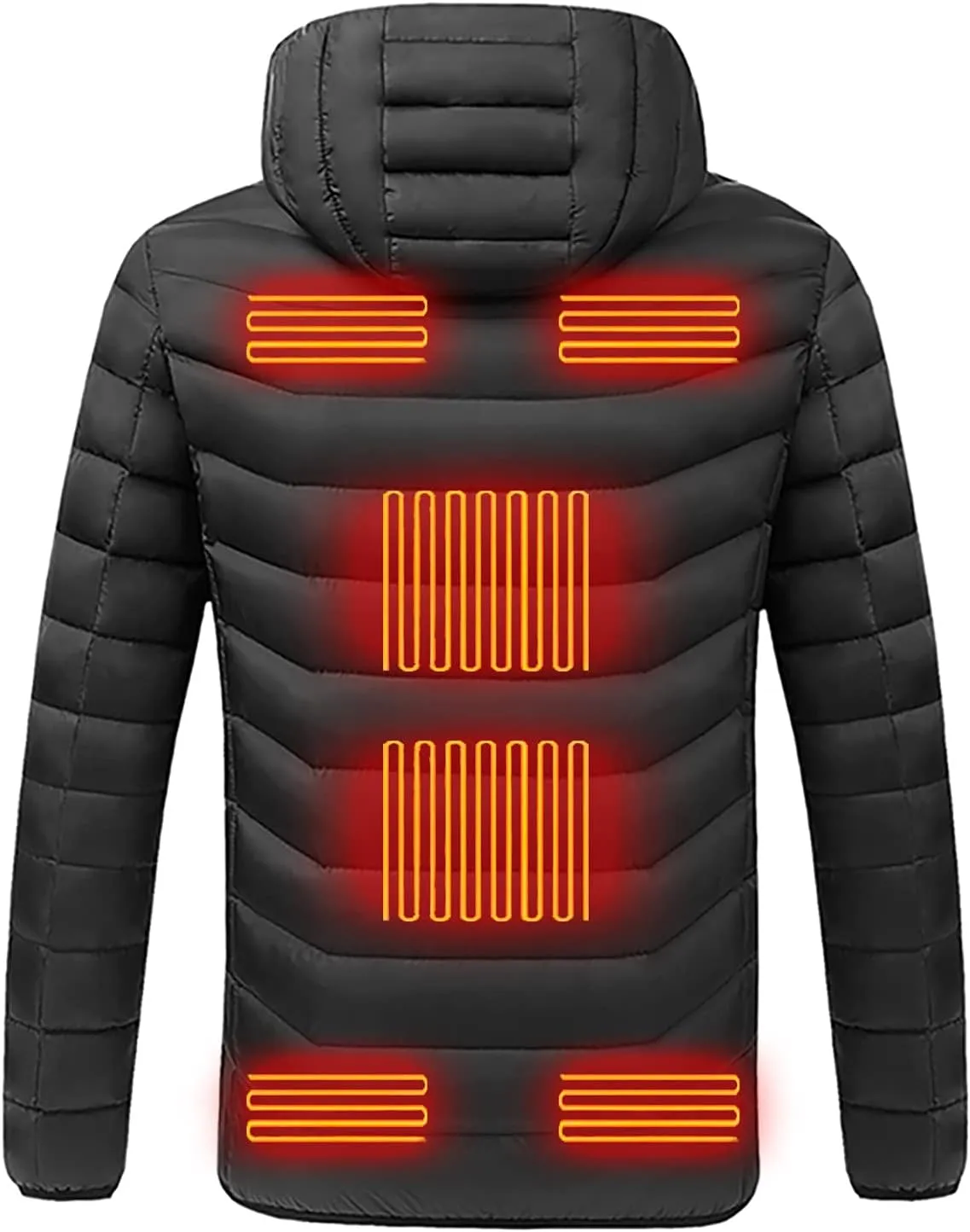 tuduoms Heated Jacket Winter Hooded Jacket Women's Men's USB Heating Jacket Lightweight Warm Puffer Jacket Outwear Down Coat