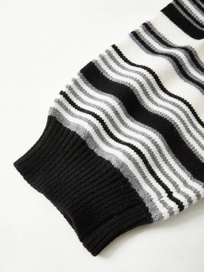 Vintage Striped Crew Neck Pullover Sweater