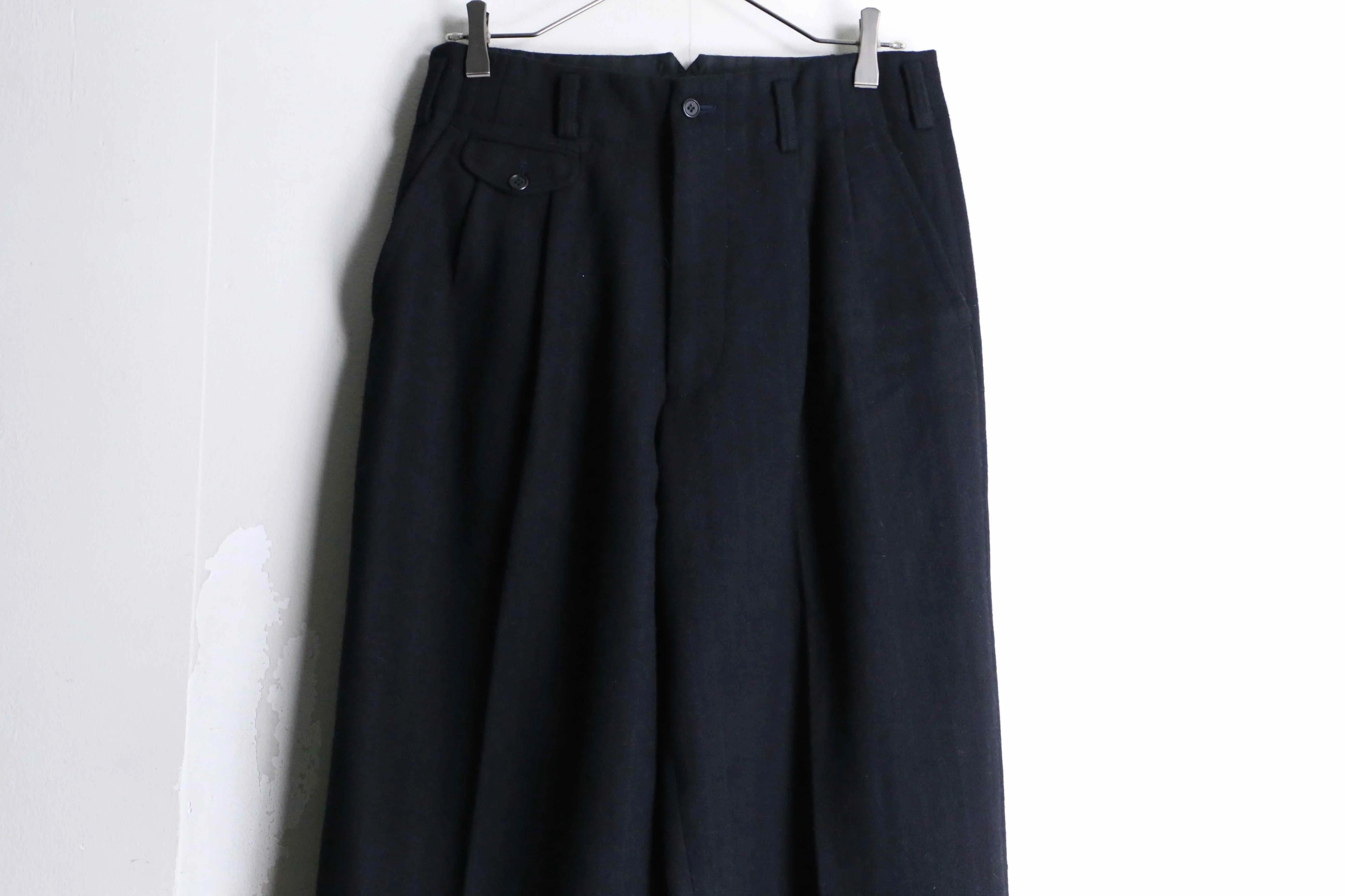 vintage wide tapered silhouette wool trousers