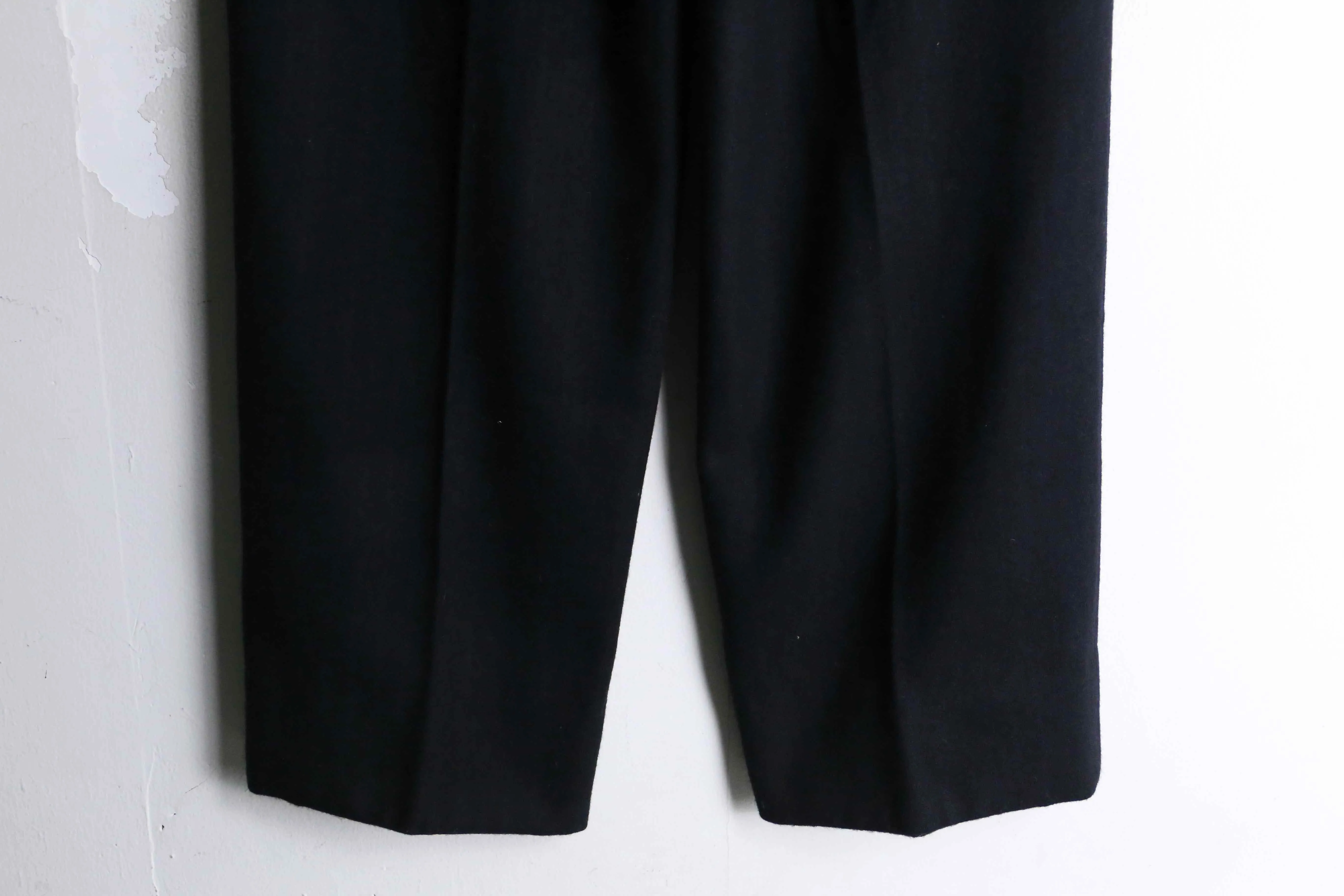 vintage wide tapered silhouette wool trousers