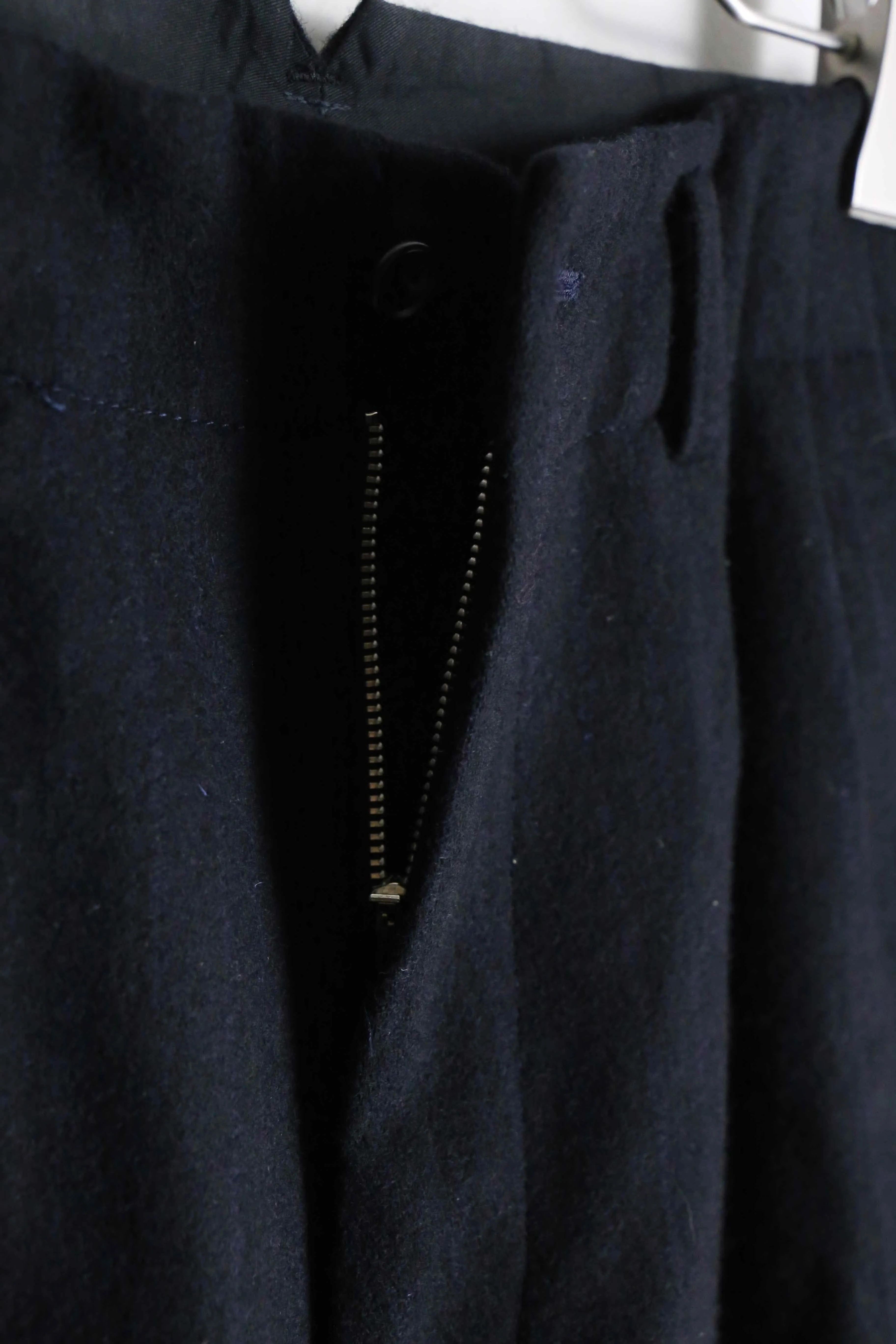 vintage wide tapered silhouette wool trousers