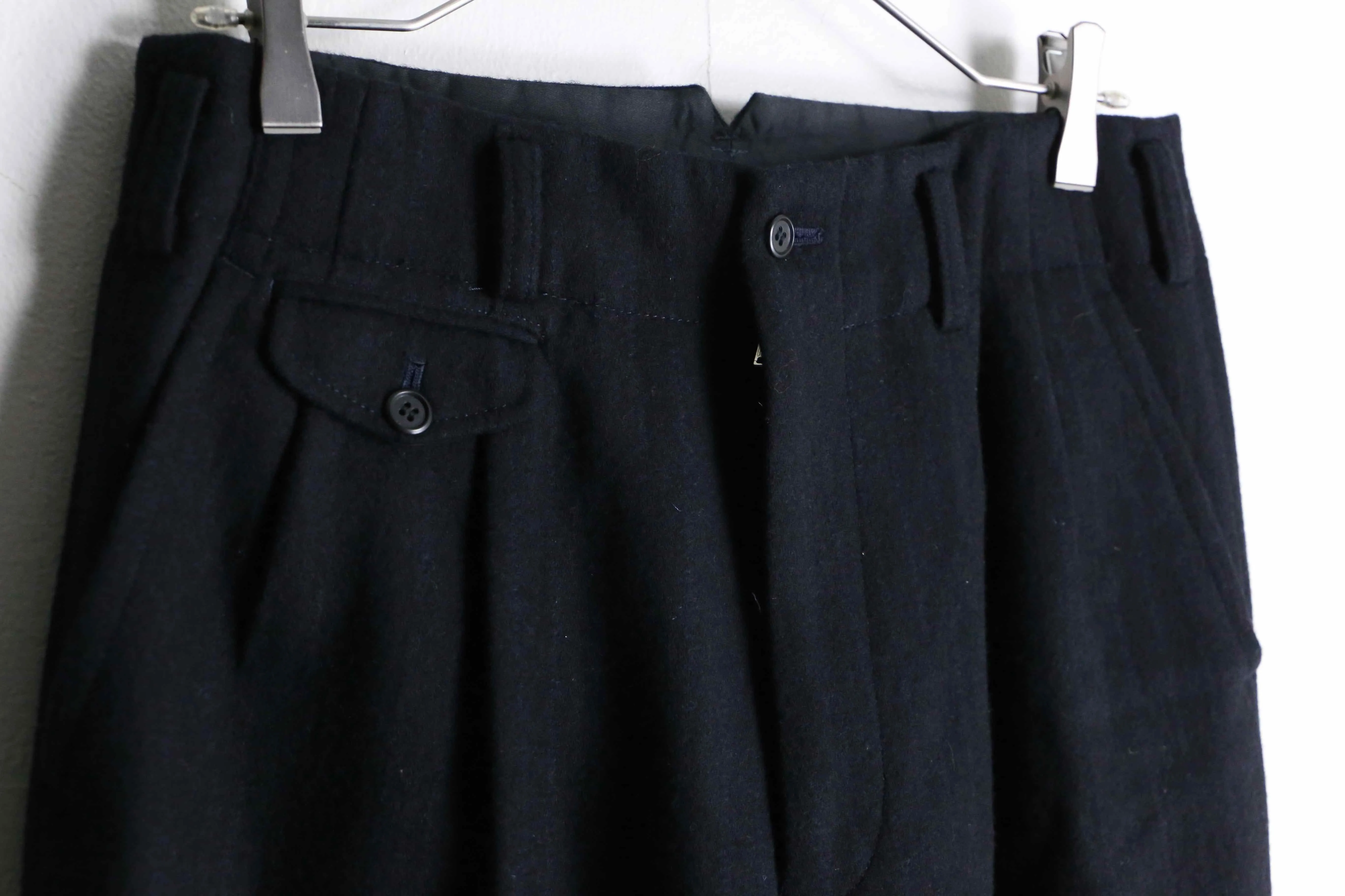 vintage wide tapered silhouette wool trousers