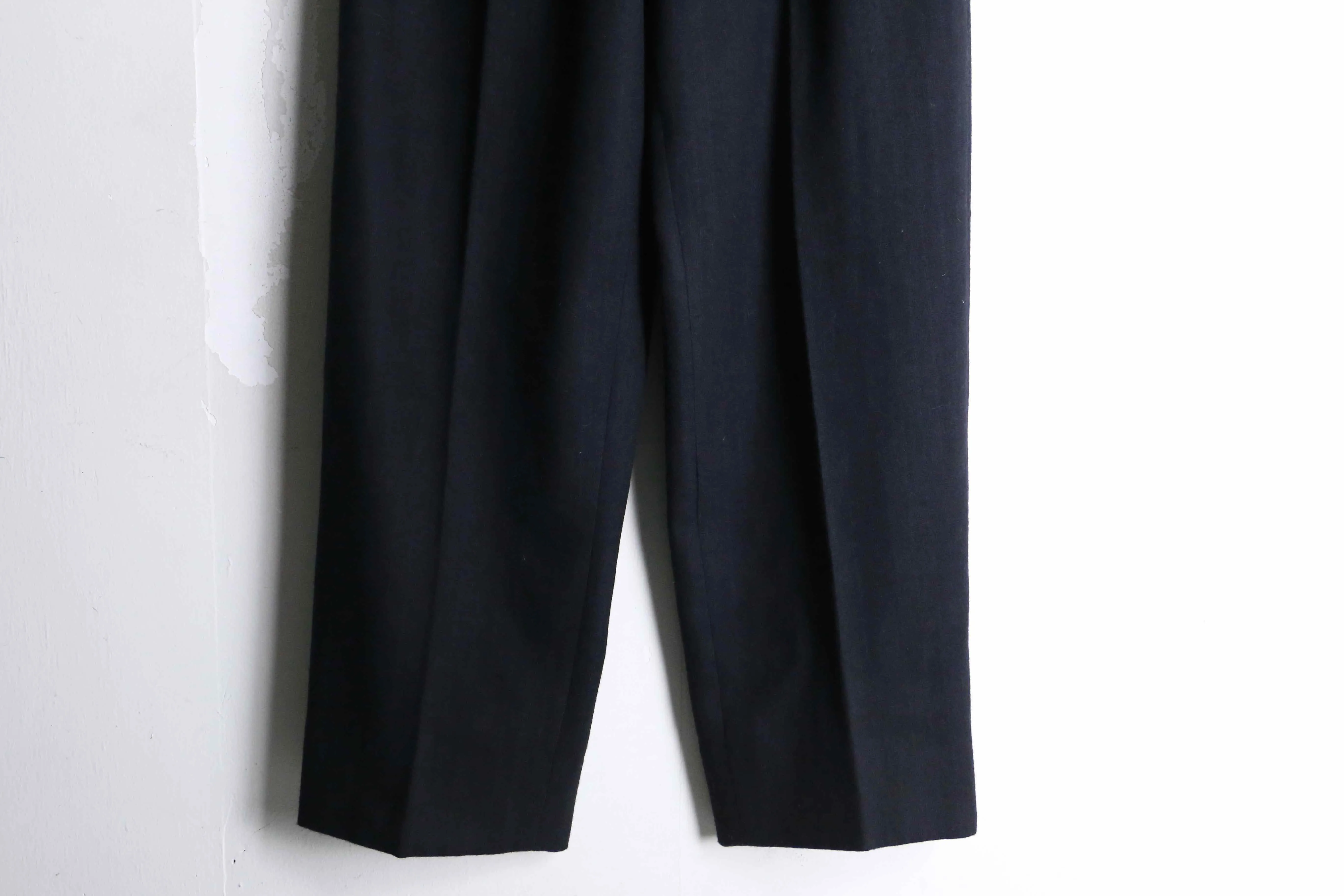 vintage wide tapered silhouette wool trousers