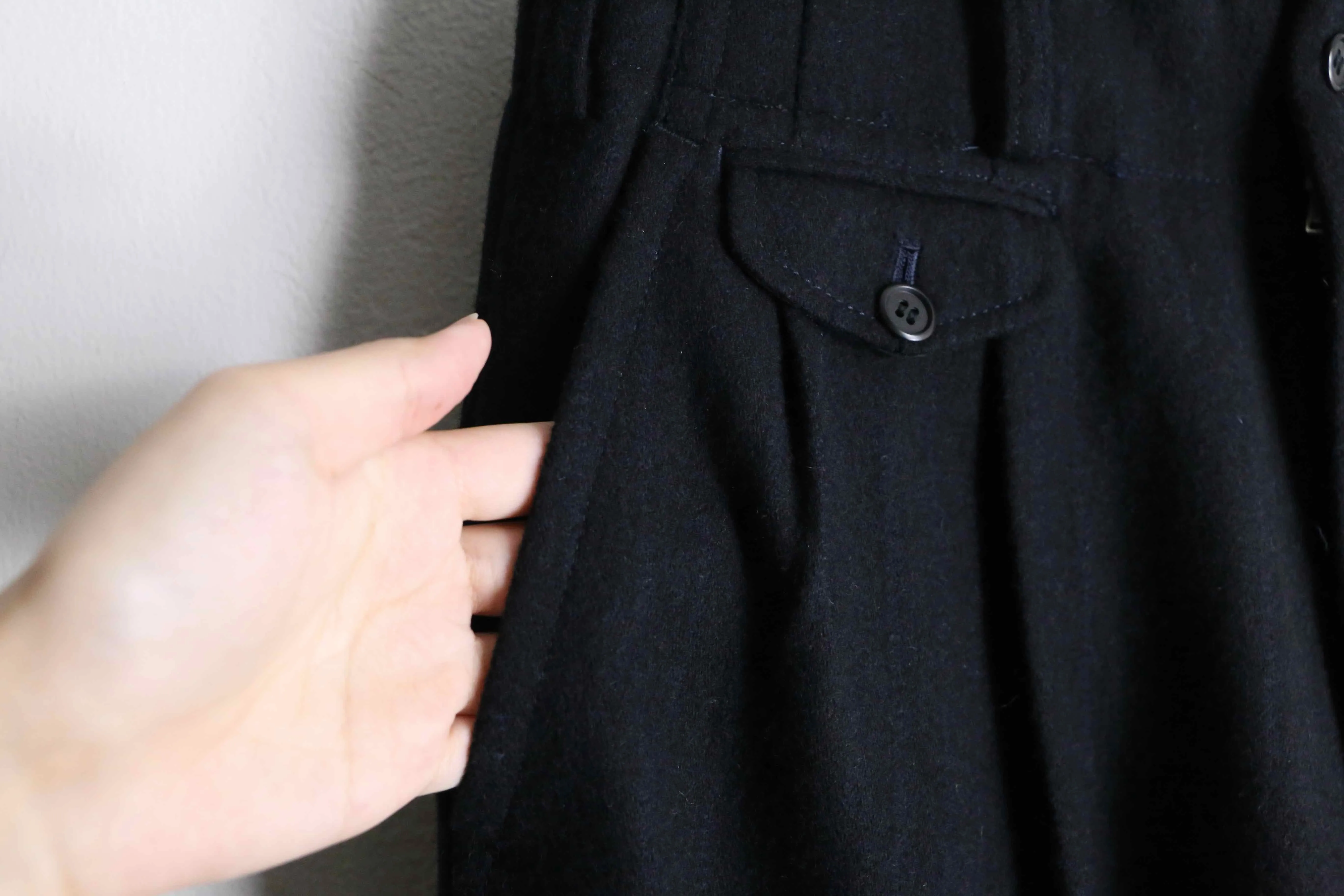 vintage wide tapered silhouette wool trousers
