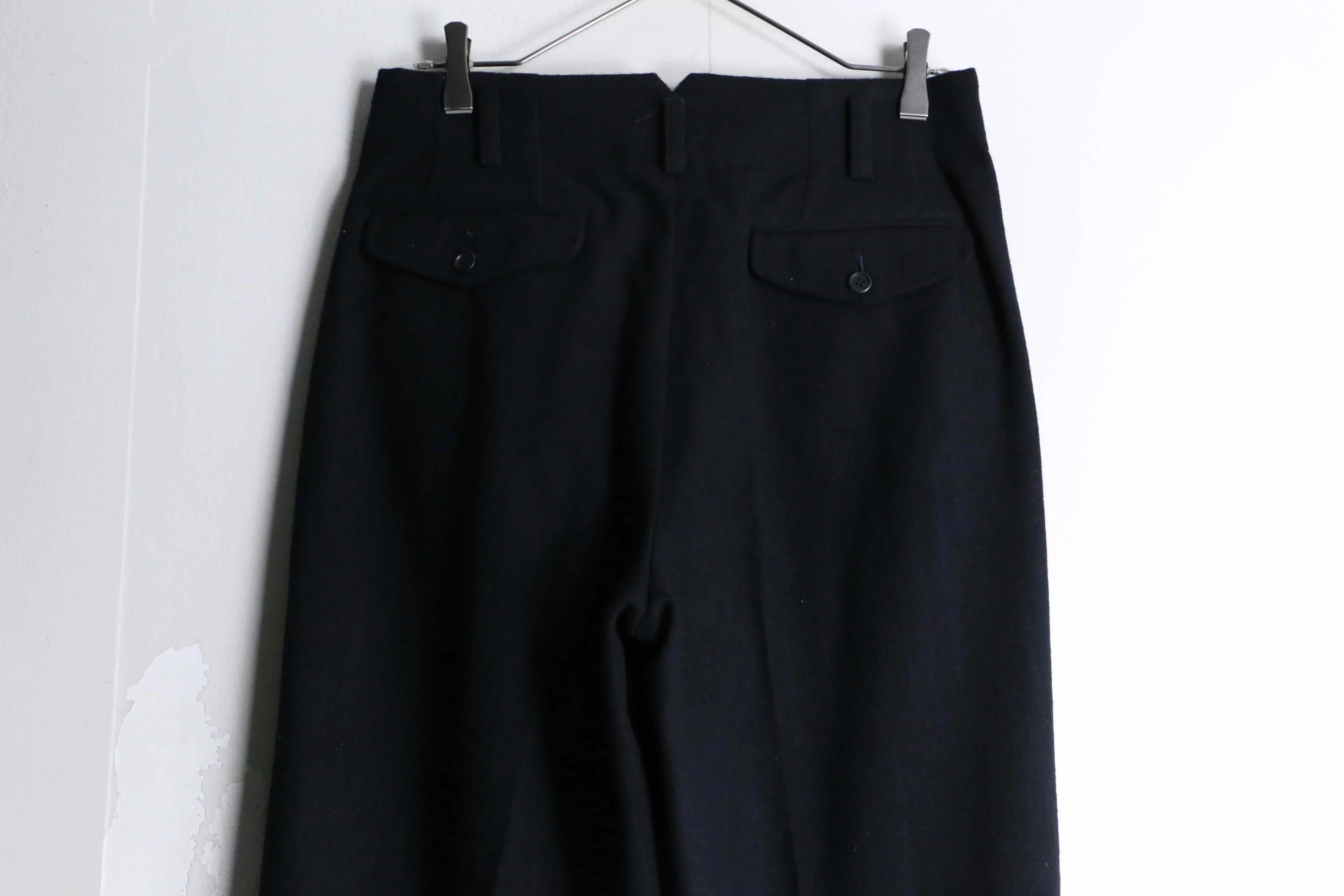 vintage wide tapered silhouette wool trousers
