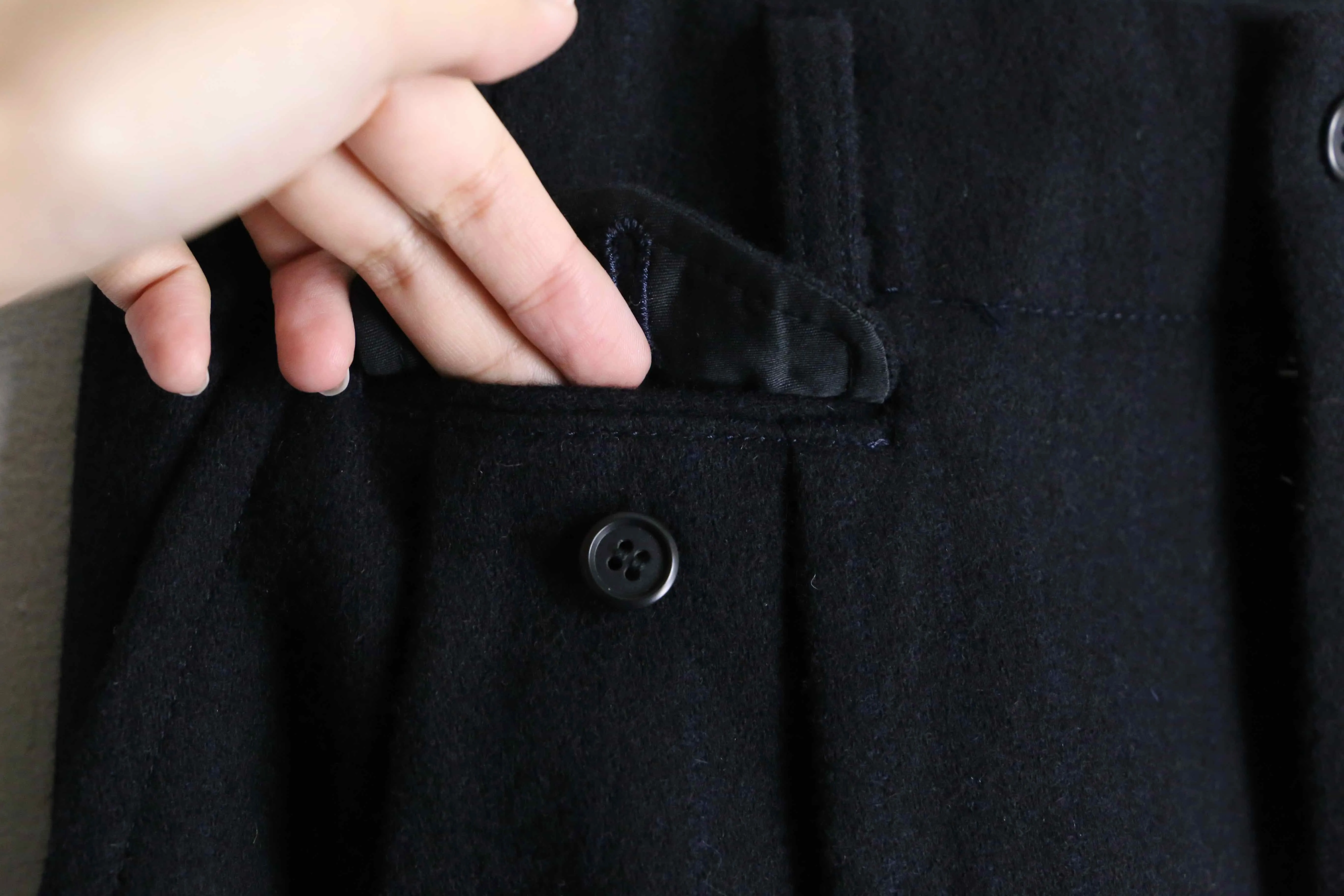 vintage wide tapered silhouette wool trousers