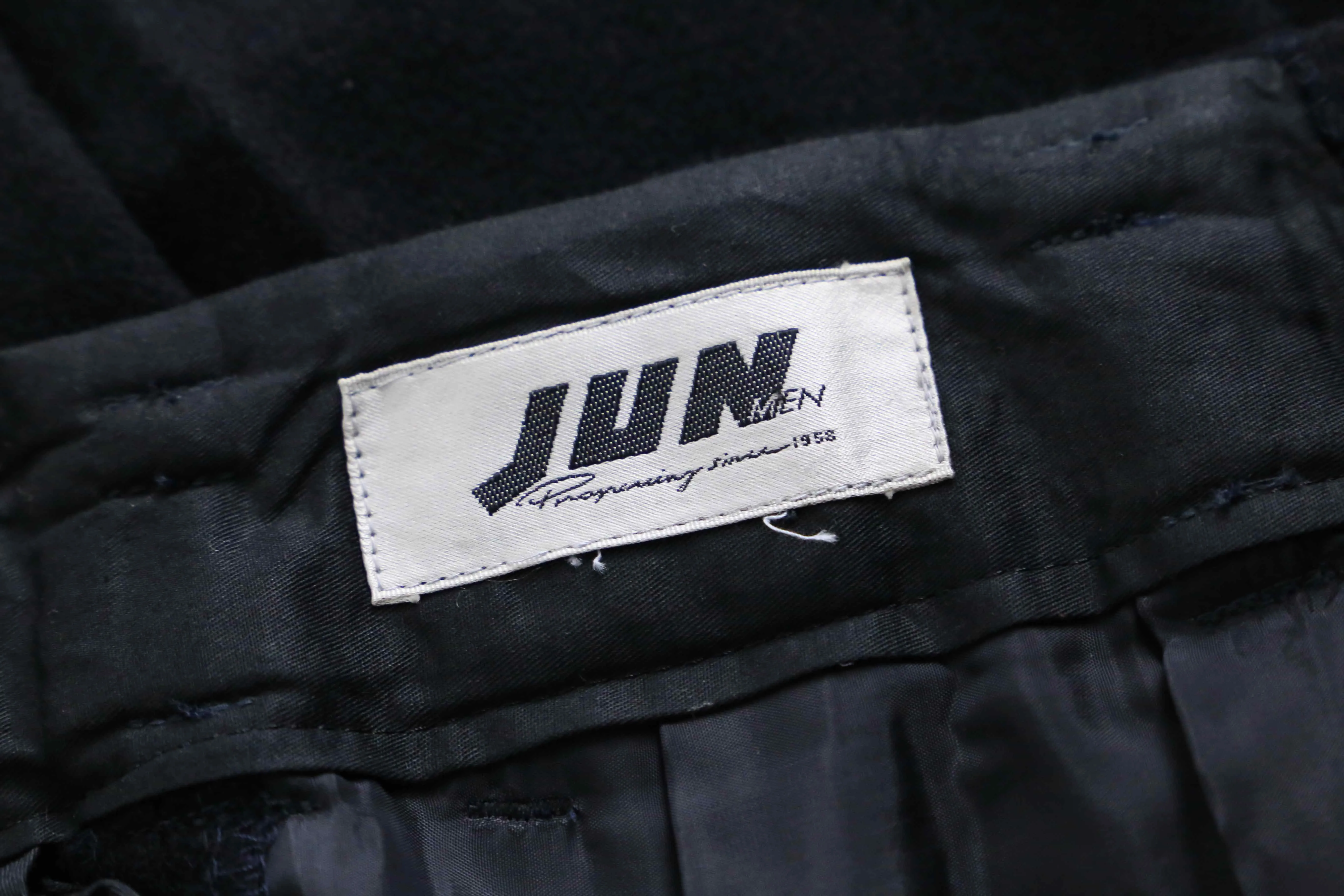 vintage wide tapered silhouette wool trousers