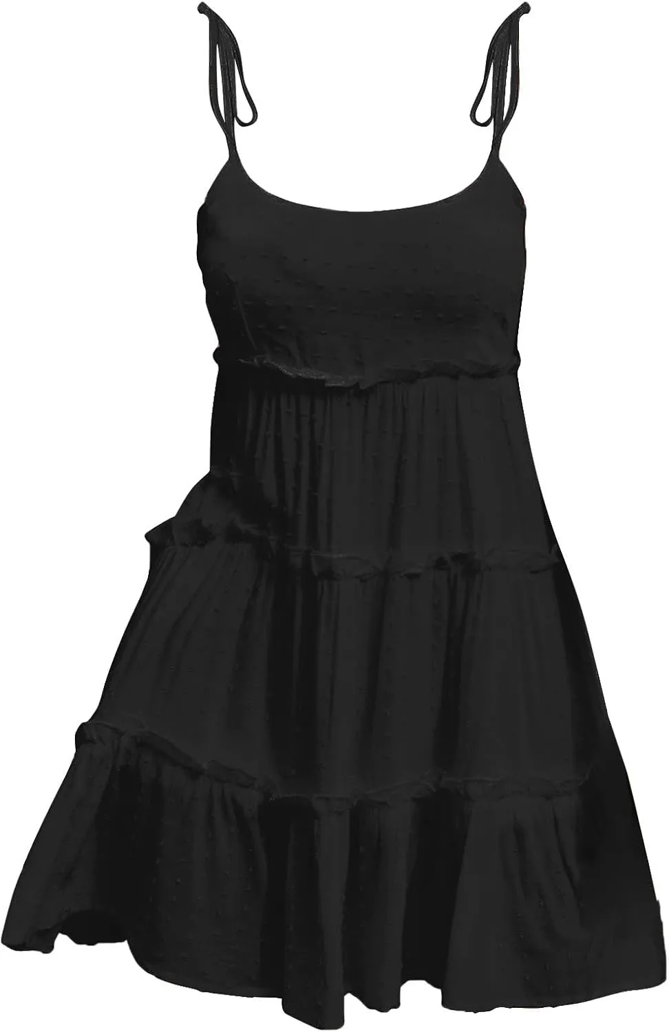 Womens 2024 Summer Floral Mini Dress Boho Flowy Skater Dresses Short Sleeveless Ruffle Spaghetti Strap Dress for Women