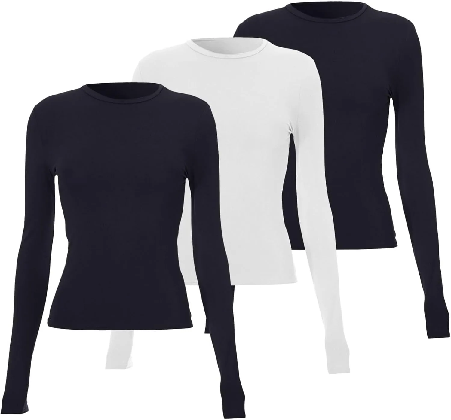 Womens 3 Piece Long Sleeve Shirts Basic Crop Tops Going Out Fall Fashion Underscrubs Layer Slim Fit Y2K Tops Long Sleeve