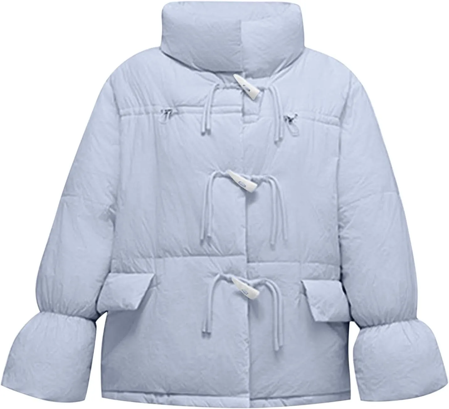 Women's Fashion Puffer Jackets Dressy Casual Stand Collar Bubble Coats Cardigan Teen Girls Baggy Quilted Down Jackets