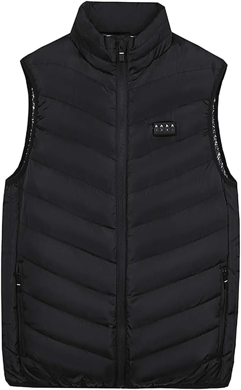 Women's Heated Vest Down Puffer Sleeveless Winter Jacket Rechargeable Heat Vest Plus Size Unisex Black X-Large