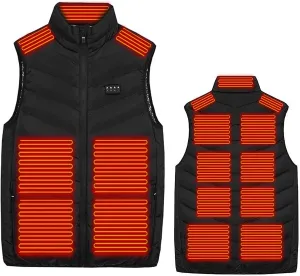Women's Heated Vest Down Puffer Sleeveless Winter Jacket Rechargeable Heat Vest Plus Size Unisex Black X-Large