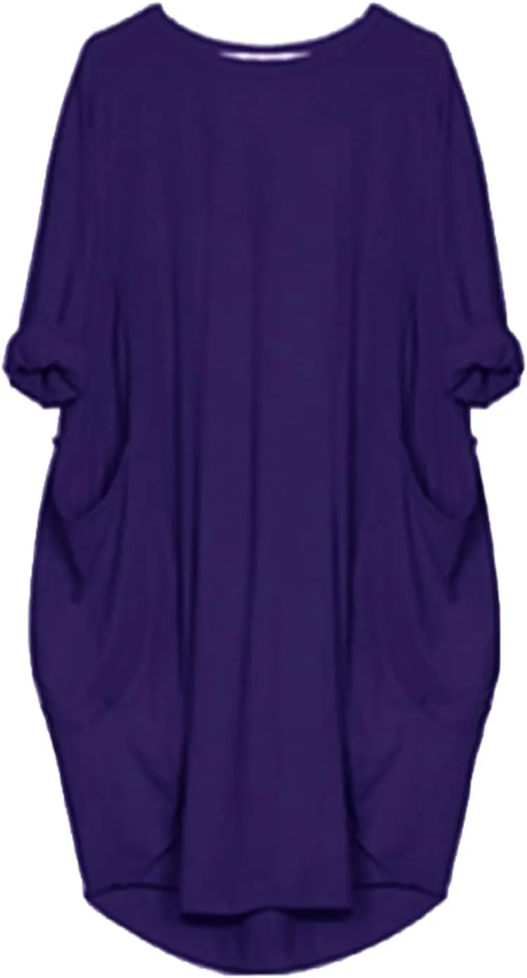 Women's Oversized Dress Long Sleeve Loose Tunic T-Shirt Dresses Summer Fashion Baggy Dress with Pockets 2025